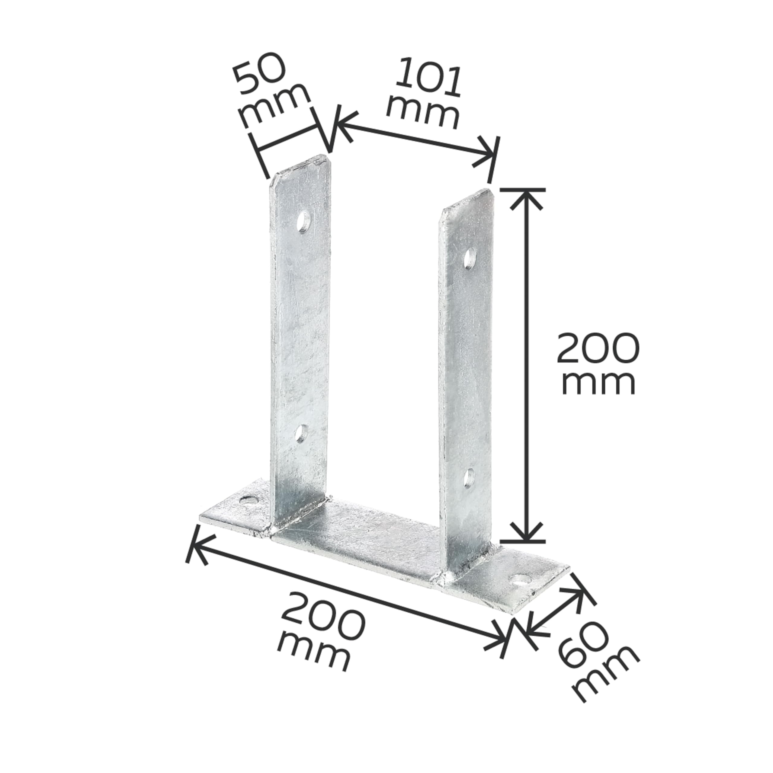 Alberts 212810 Anclaje para postes en forma de U, Para atornillar, Galvanizado en caliente, Anchura de apertura 101 mm