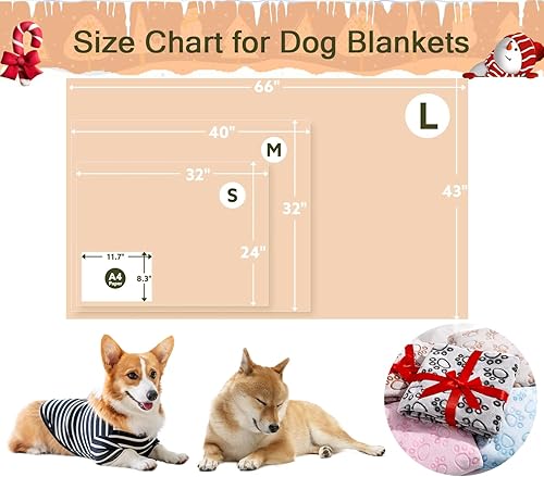 Miniatura 4 de Stuffed Manta suave de alta calidad para perro, con franela gris con bonito estampado de patas (beige, 24 x 32 pulgadas (paquete de 1)