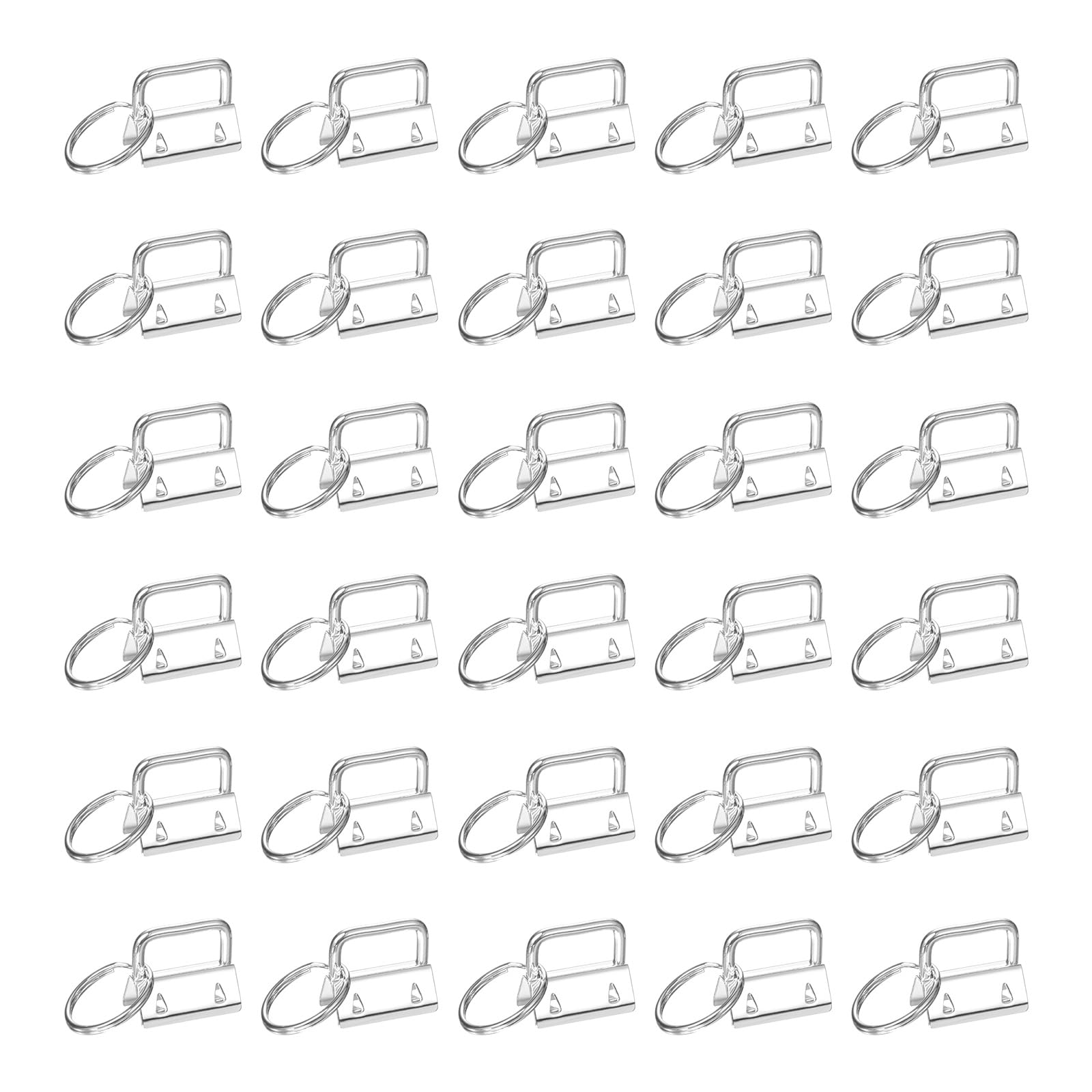 sourcing map 30 Pcs Key Fob Hardware, 1in 26mm Wristlet Clasp Sets with Key Rings for Keychain Making Supplies Lanyards Bag DIY Crafts, Silver