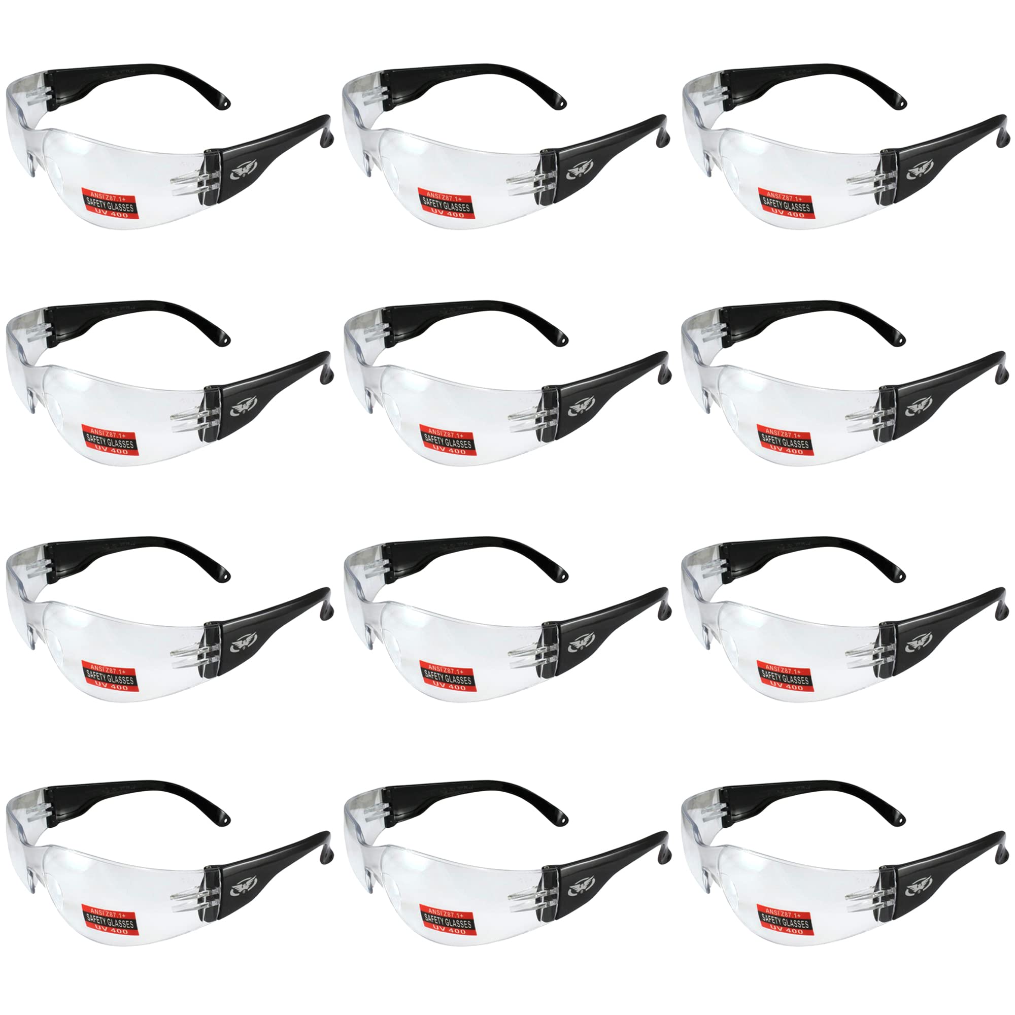 Twelve Pairs of Global Vision Rider Lab & Safety Glasses w/Clear Lenses