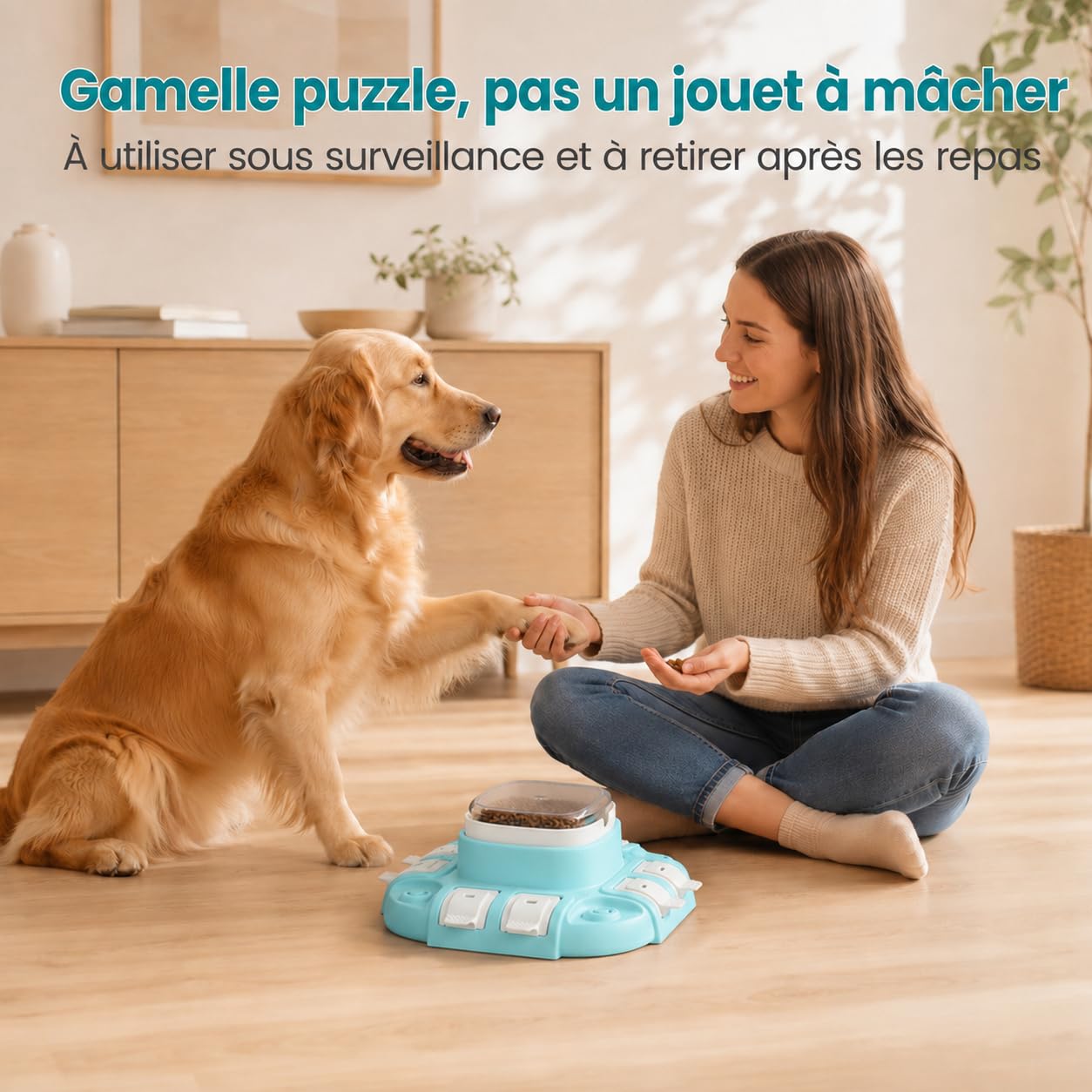 Potaroma Jouet Chien Puzzle d’Occupation, Gamelle Anti-Glouton 2 Niveaux | Pressez, basculez, trouvez : petites croquettes distribuées pas à pas pour des repas plus calmes.