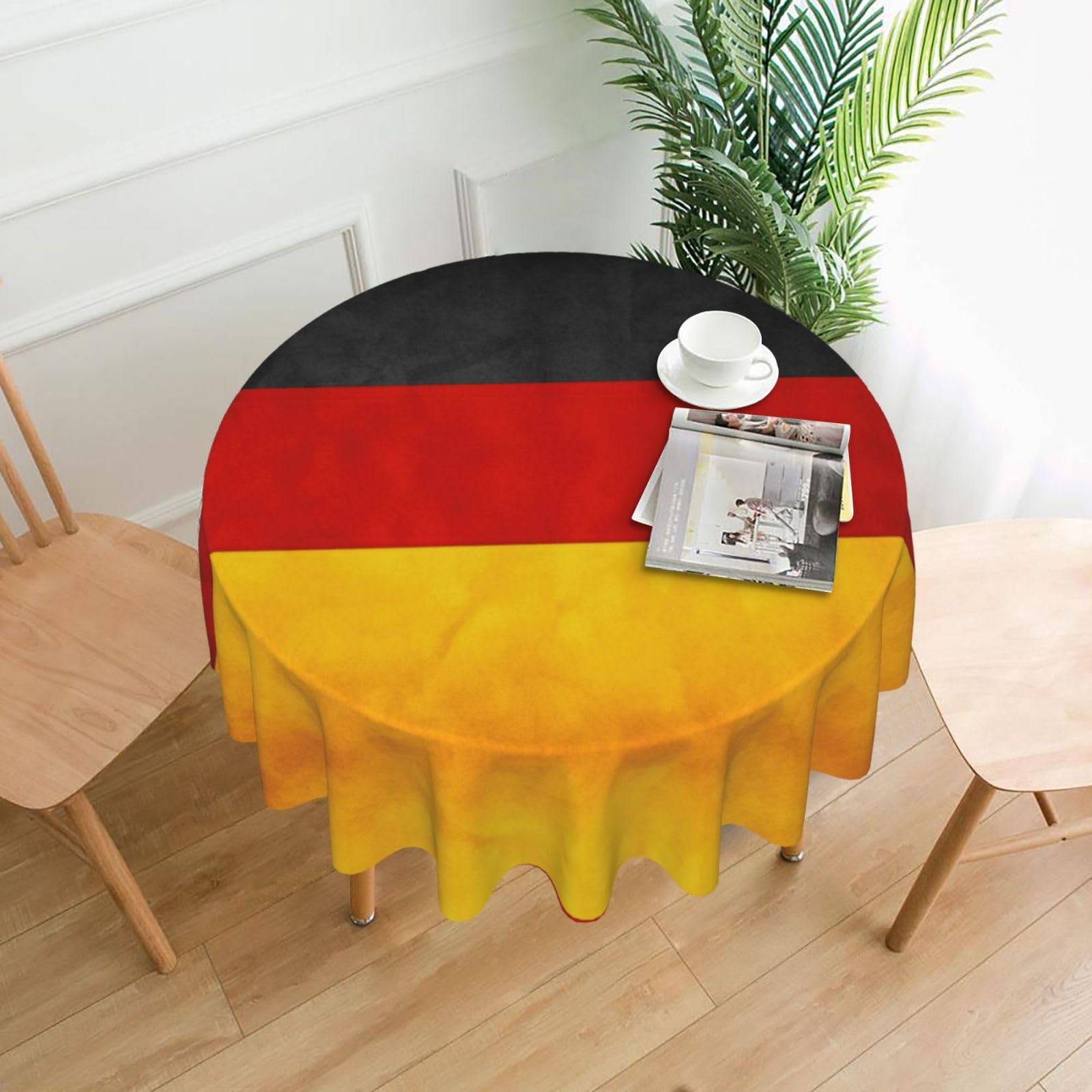 Zcmkjlg Germany Flag Print Quick Ship Round Tablecloth 60in Polyester Washable Cover for Dining Room