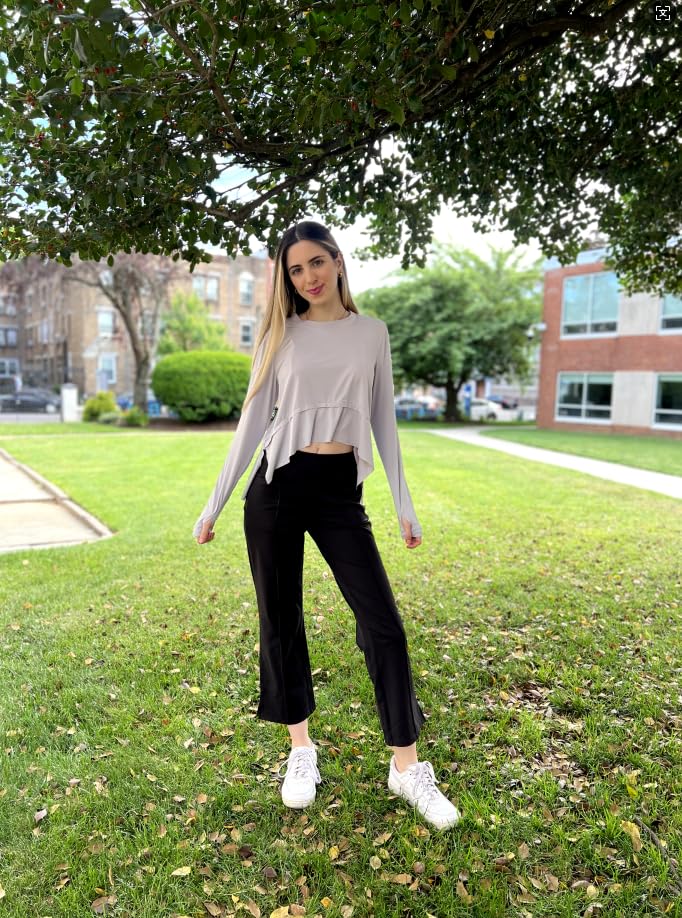Image of G4Free Flare Yoga Pants Women Ankle Casual Pants with Pockets Strechy Bootcut Wide Leg Dress Pants Petite /Regualr /Tall