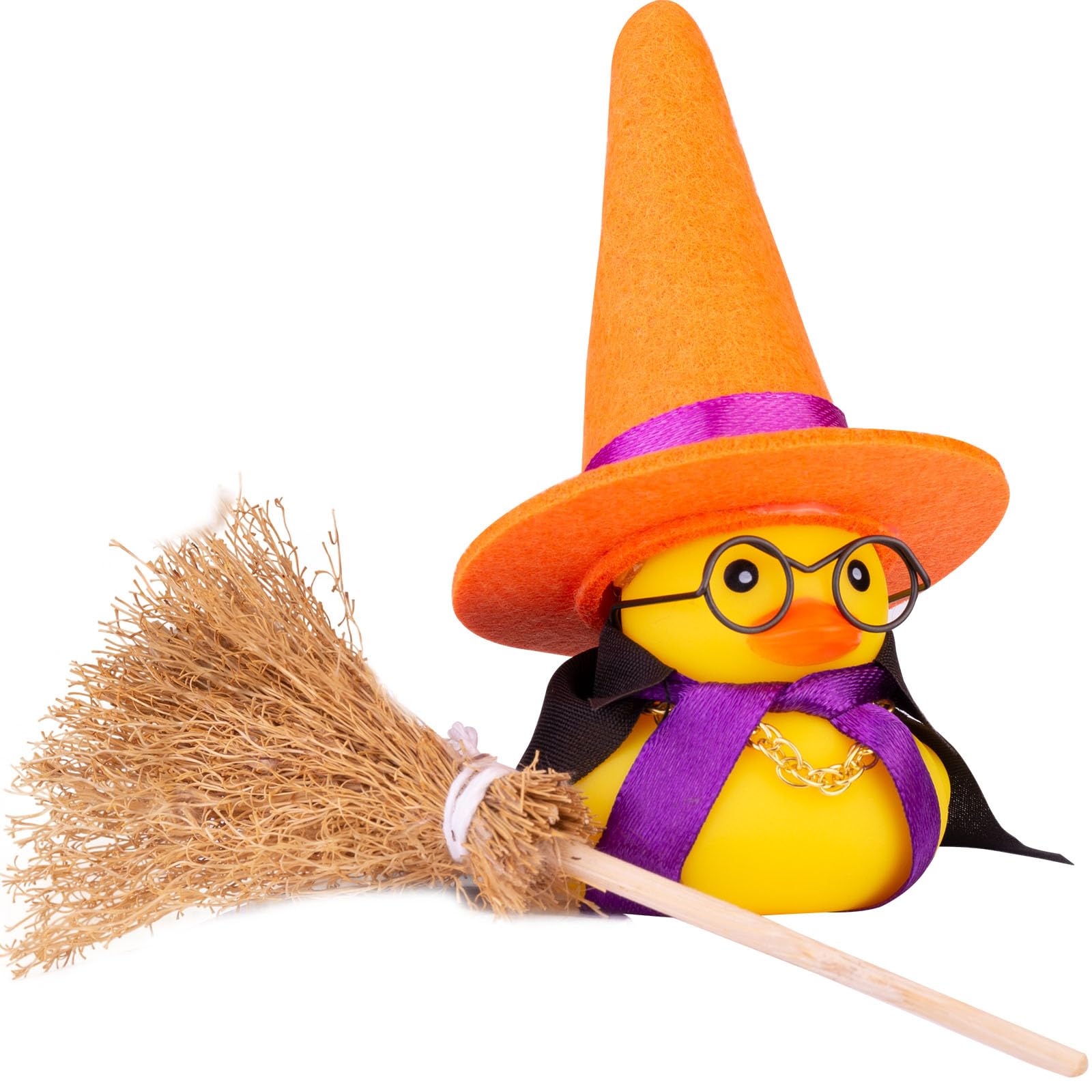 MuMyer Car Rubber Duck, Funny Duck Car Ornaments with Magic Hat Broom Necklace and Sunglasses for Dashboard Decoration(M12)