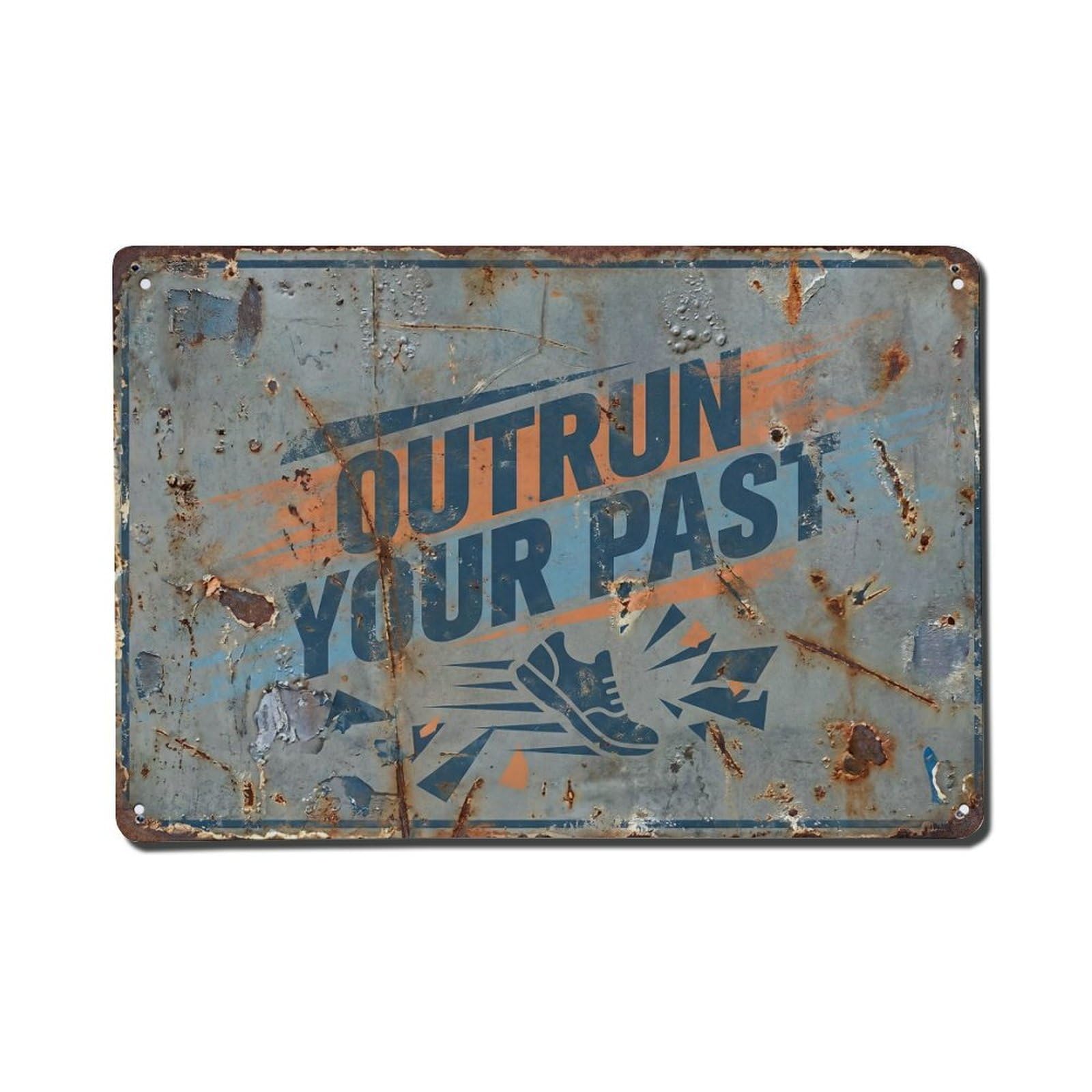 Outrun Your past Escape Retro Motivational Slogans Vintage Metal Tin Sign Wall Decor for Cafe, Club, Garden Metal Poster 8x12Inch