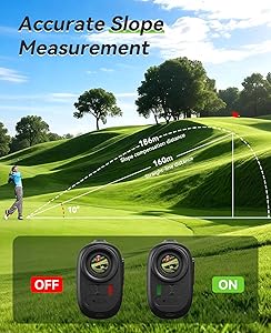 Hoorola Range Finder Golf, 1200 Yards Rangefinder with Slope, Magnetic Stripe, 7X Magnification, IP54 Water Resistant, Rechargeable Battery, Flag Pole Locking Vibration, Golf Accessories for Men Women