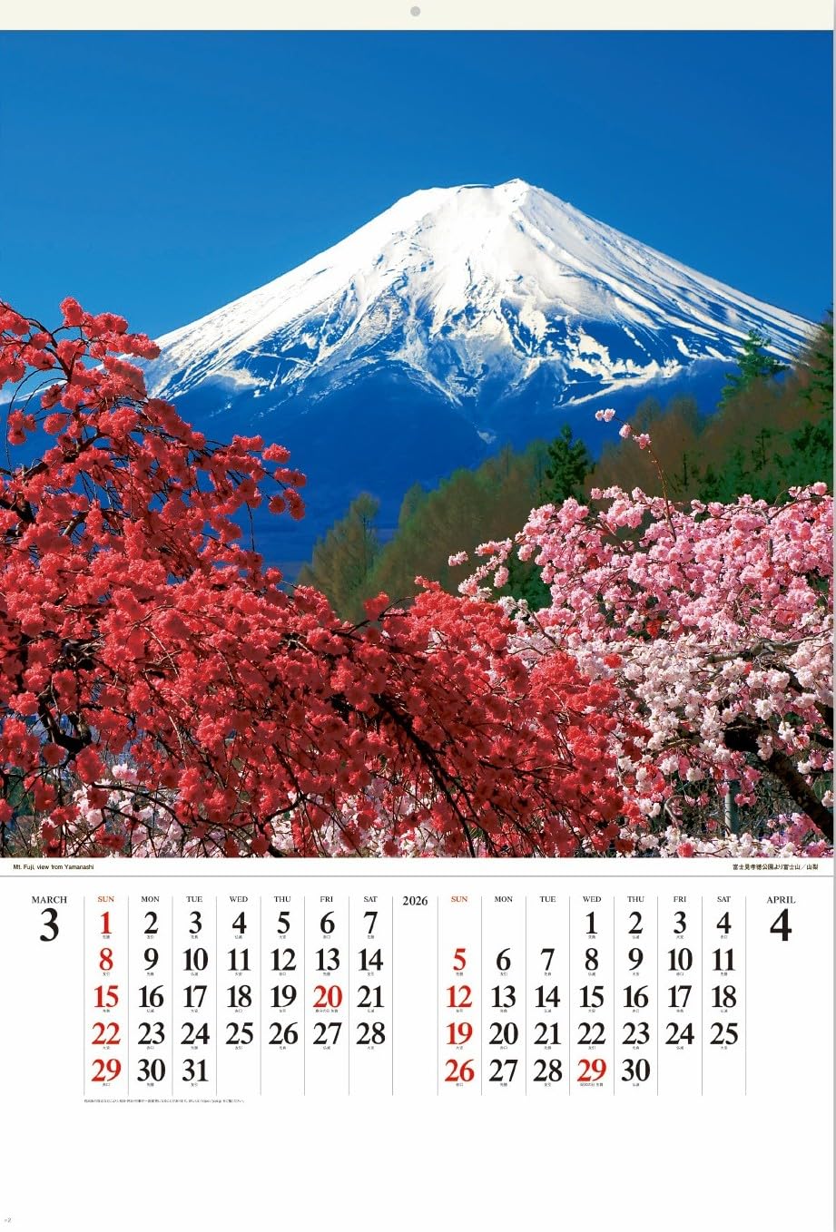 Amazon | 富士山 フィルムカレンダー 2026年度令和8年 絶景 世界遺産