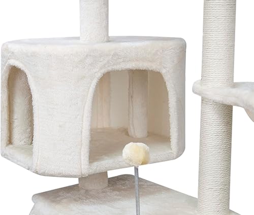 Miniatura 4 de Wiki Árbol para gatos de 36.23 pulgadas de altura con hamaca colgante de condominio para gatos y bolas de resorte, color beige