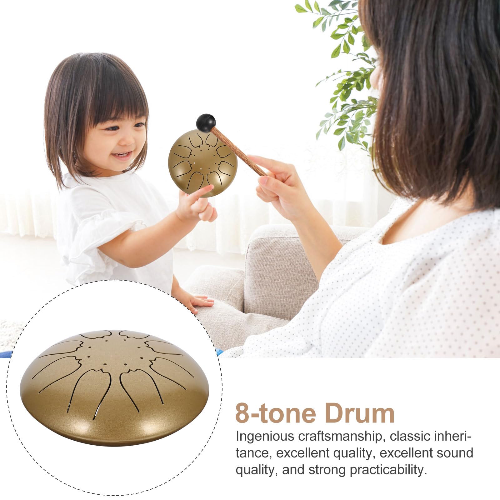 SUPVOX de Lengüeta Portátil de Instrumento de Percusión y Pulido Etéreos para Educación Musical y Relajación Color Dorado