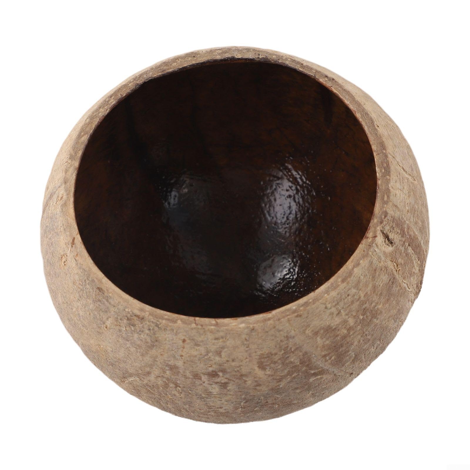 Eco conscious Small Candle Cup Coconut Bowl, round shape handmade from old coconut shell, suitable for dried fruit or fruit serving at home or events (primitive shell)