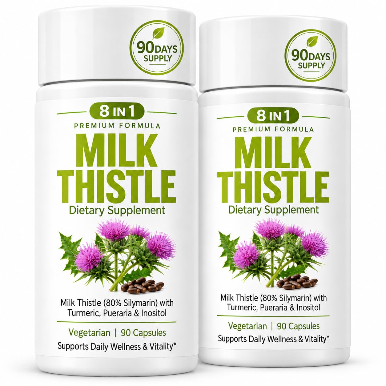 Milk Thistle Liver Detox, 8-in-1 Milk Thistle Liver Support Supplement, 90 Vegetarian Capsules, 80% Silymarin Herbal Formula with Turmeric, Pueraria & Inositol, Digestive & Detox Support — Amazon image 9