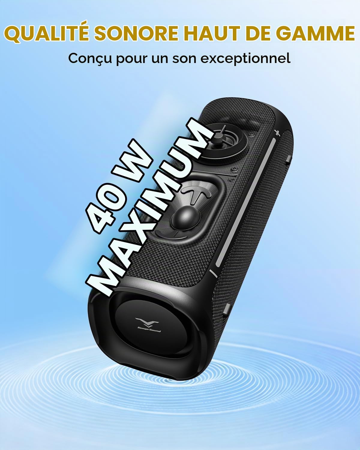 StageSound 25W Enceinte Bluetooth Portable, Son Puissant, Étanche IP67