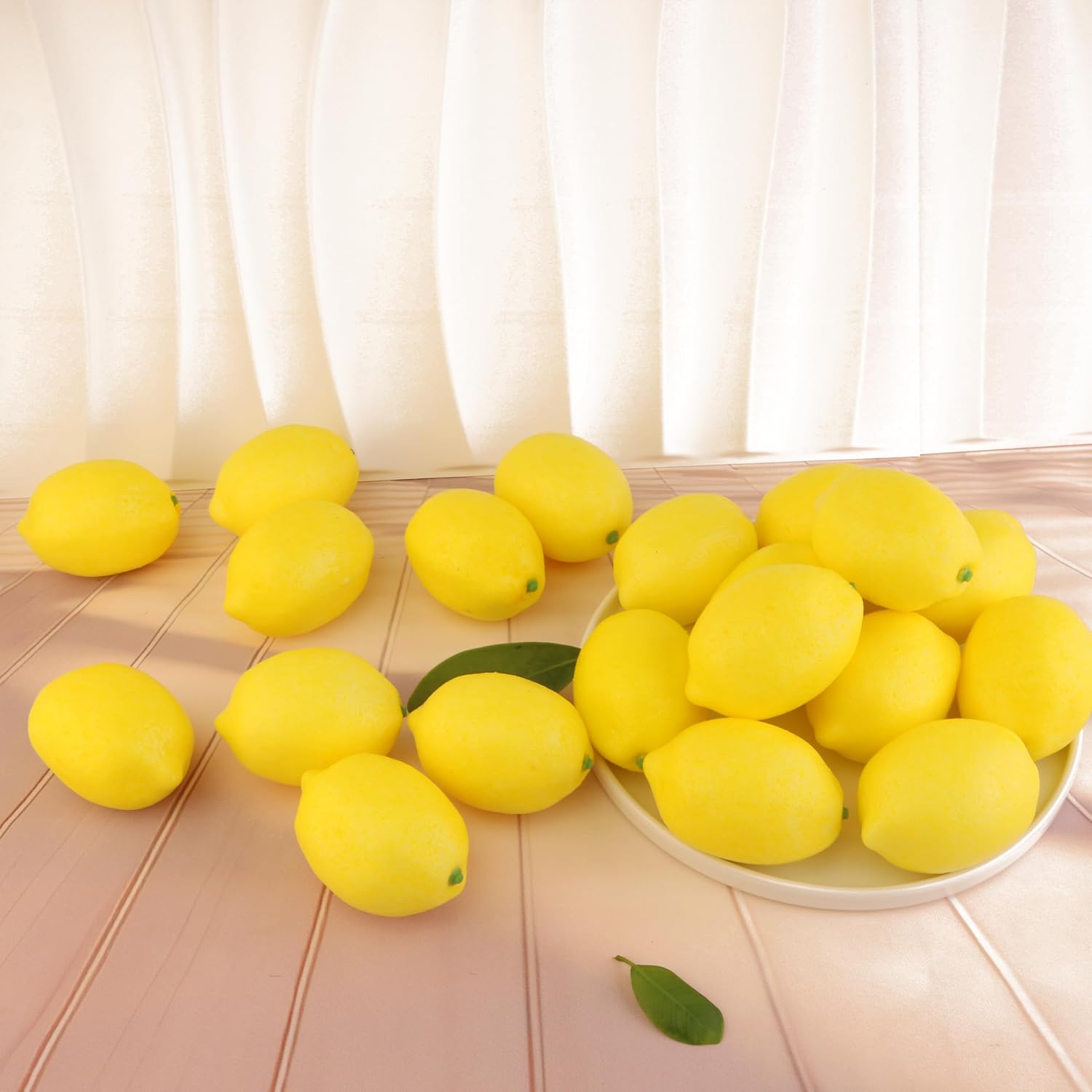 9PCS Artificial Lemon, Realistic Fake Fruit Lemon Ornaments, Summer Fruit Party Photography Teaching Props for Home Kitchen Table（Yellow）