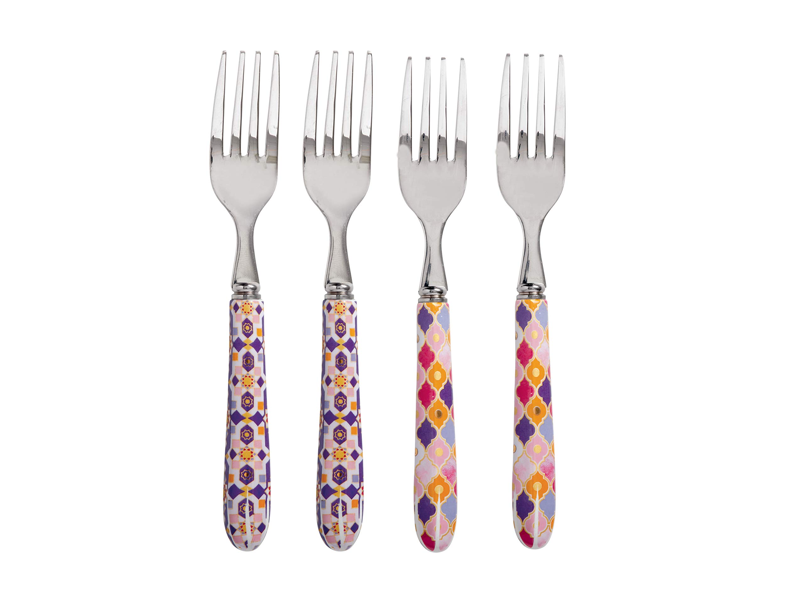 Maxwell & Williams Teas & C’s Kasbah Cake Forks in Gift Box, Porcelain/Stainless Steel, Rose, Dessert Cutlery Set for 4