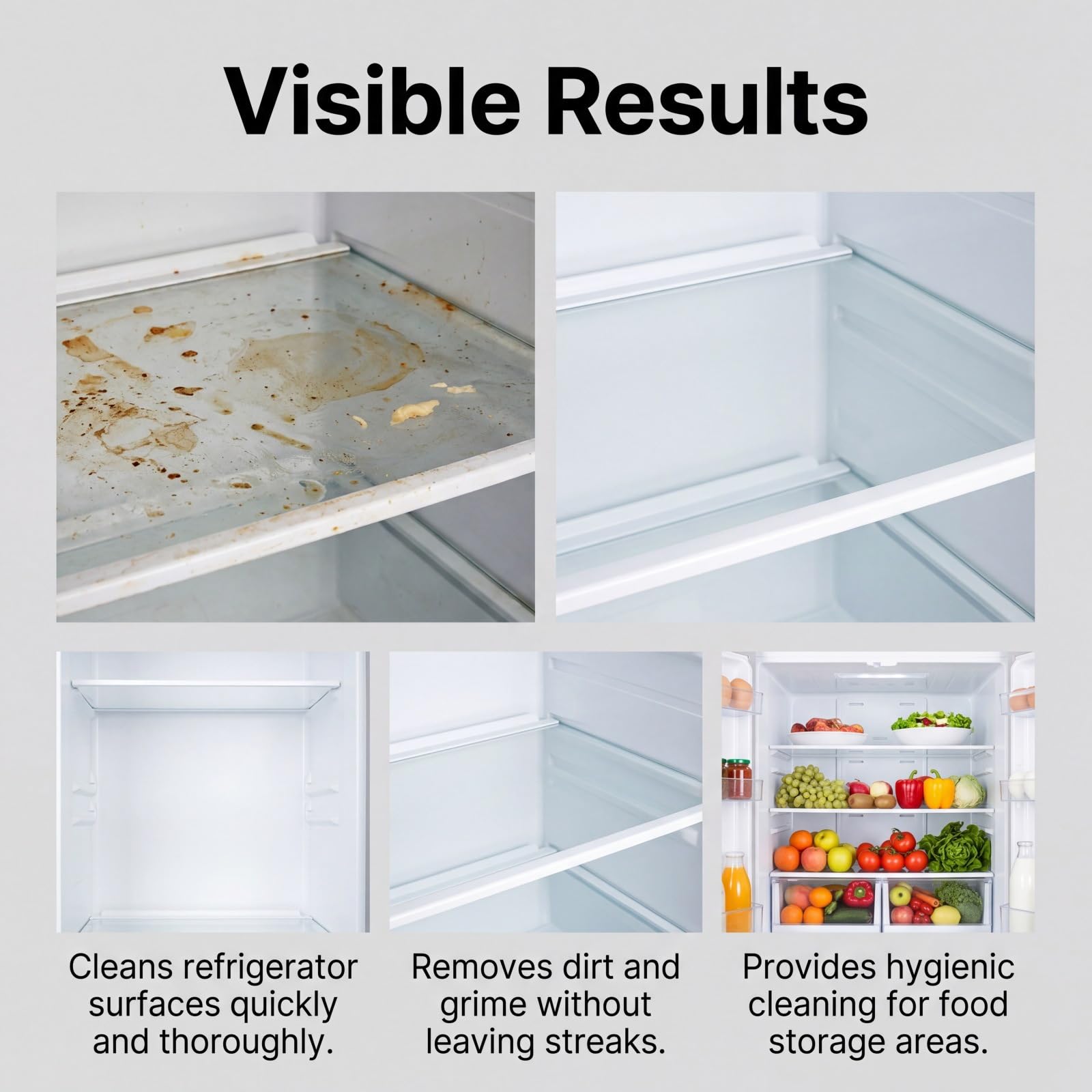 Spray limpiador de frigorífico para frigorífico interior, desengrasante multiusos para acero, plástico y vidrio, elimina aceite, grasa y olores del congelador, refrigerador, fórmula de limpieza para
