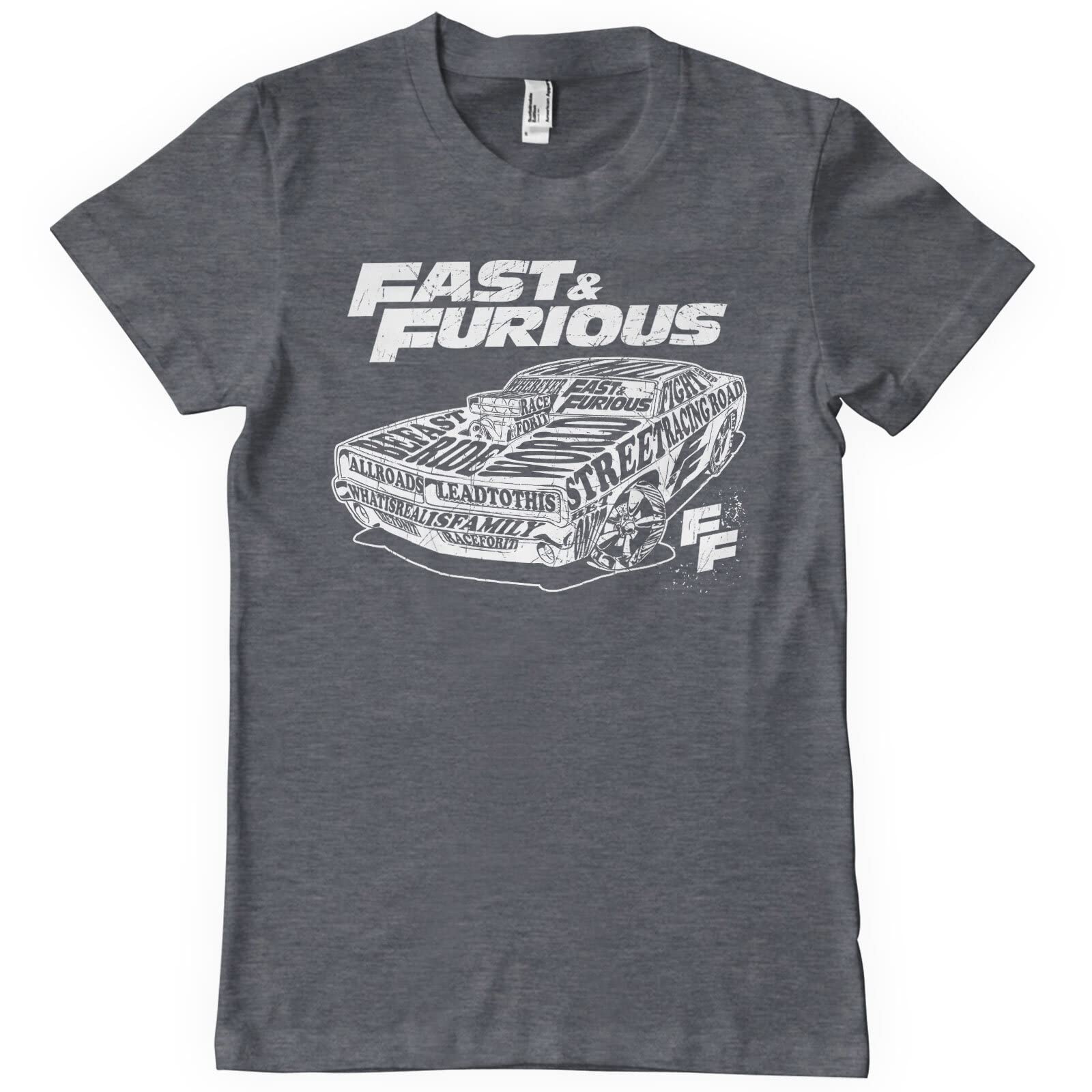 Fast & Furious Men's Dark-Heather Officially Licensed Fluid Of Speed T-Shirt (Dark-Heather), Medium