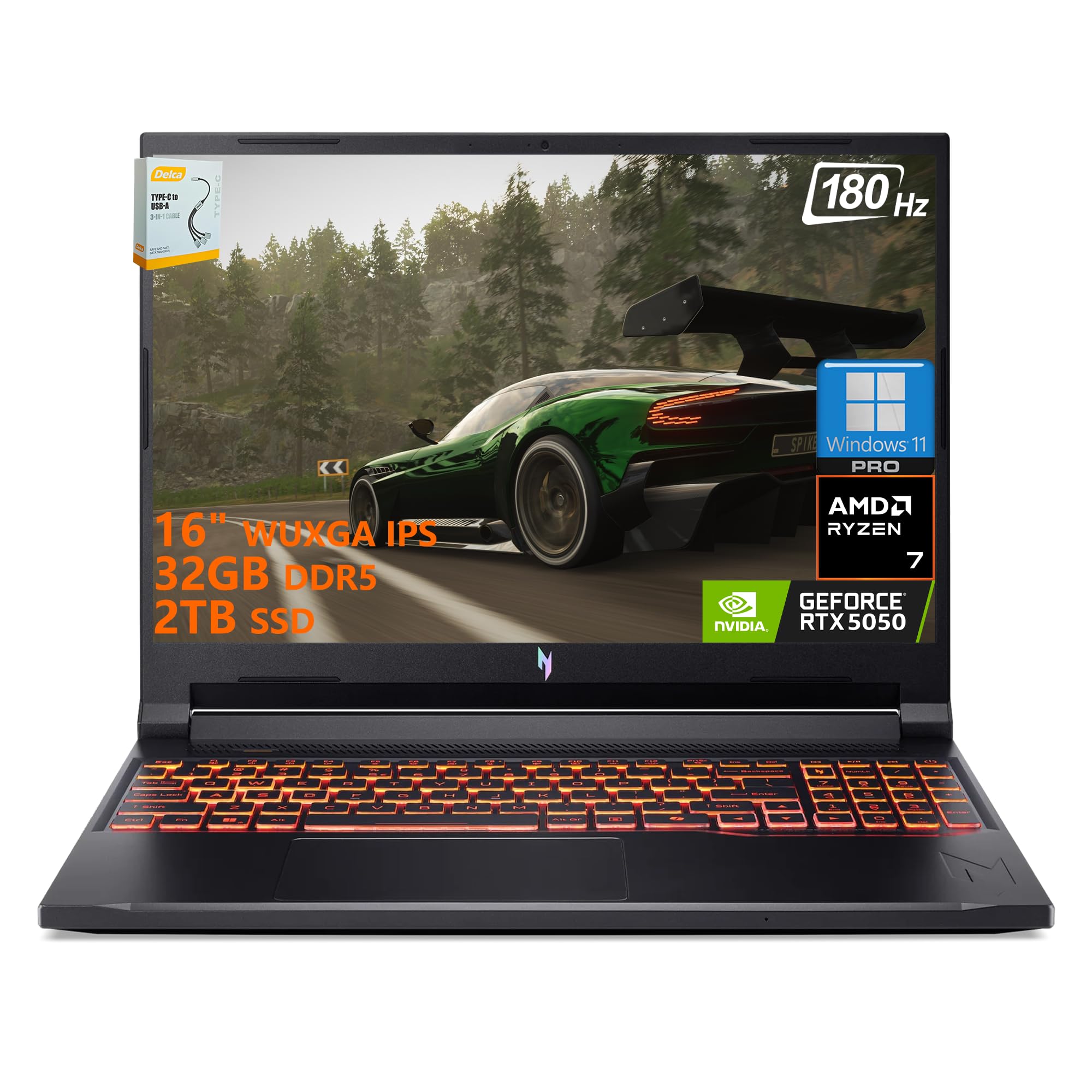 acer Nitro V 16 AI Gaming Laptop | 16" WUXGA IPS 180Hz | AMD 8-Core Ryzen 7 260 | 32GB DDR5 2TB SSD | GeForce RTX 5050 8GB DLSS4 (Up to 440 AI Tops) |