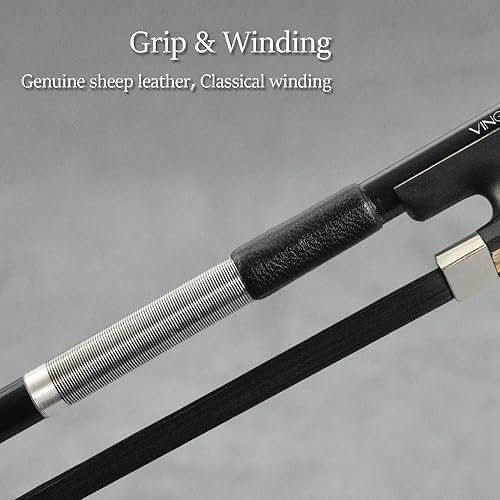 Miniatura 5 de Arco de violonchelo de fibra de carbono 4/4 tamaño VINGOBOW 100CB completo 4 4 4 para jugador profesional ojos parisinos rana de ébano sin blanquear