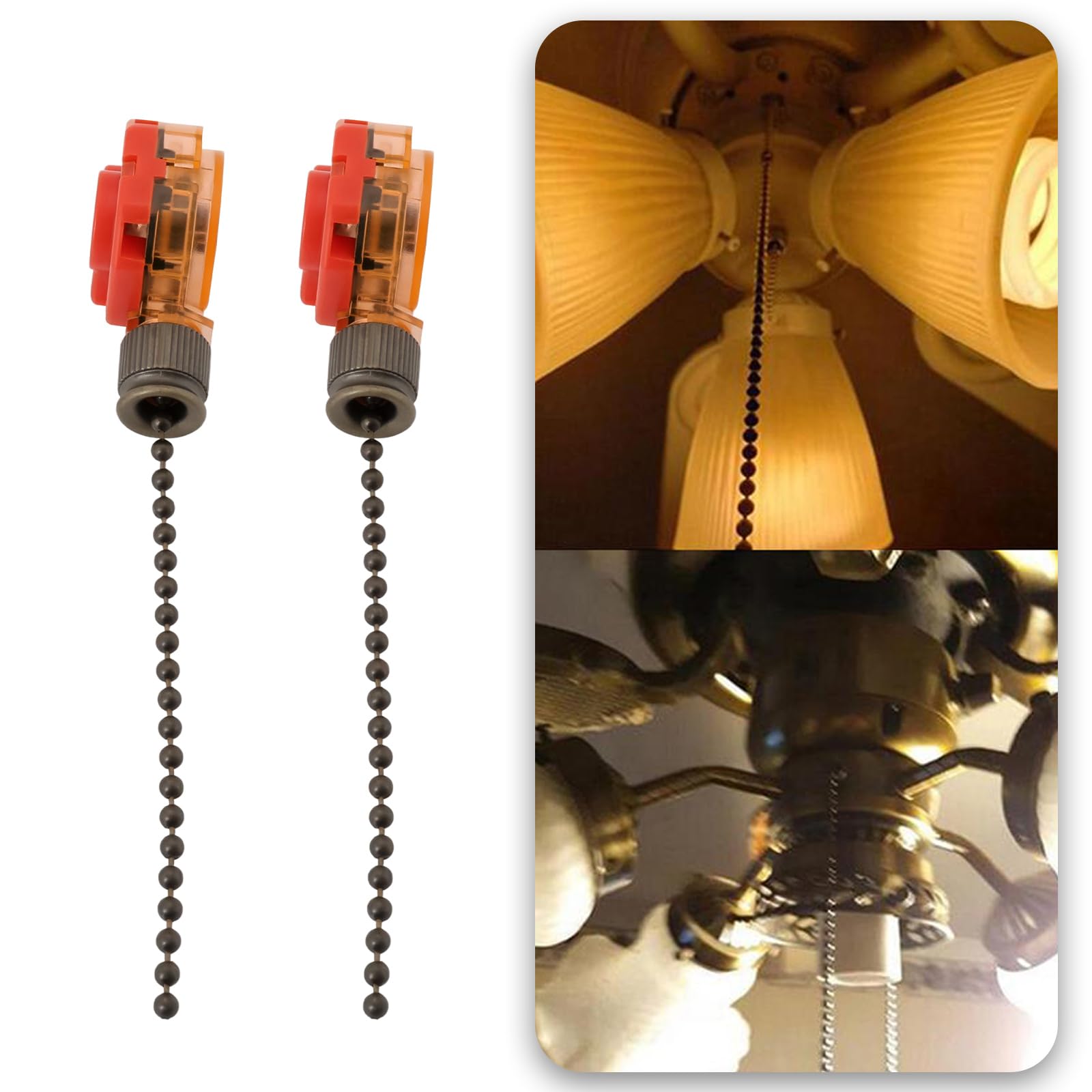 OTOTEC 4Pcs Ceiling Fan Switch 3 Speed 4 Wire Pull Chain Control Switch 250V/3A 125V/6A Replacement Parts for Ceiling Fans Wall Lamps Cabinet Light Bronze - Image 2