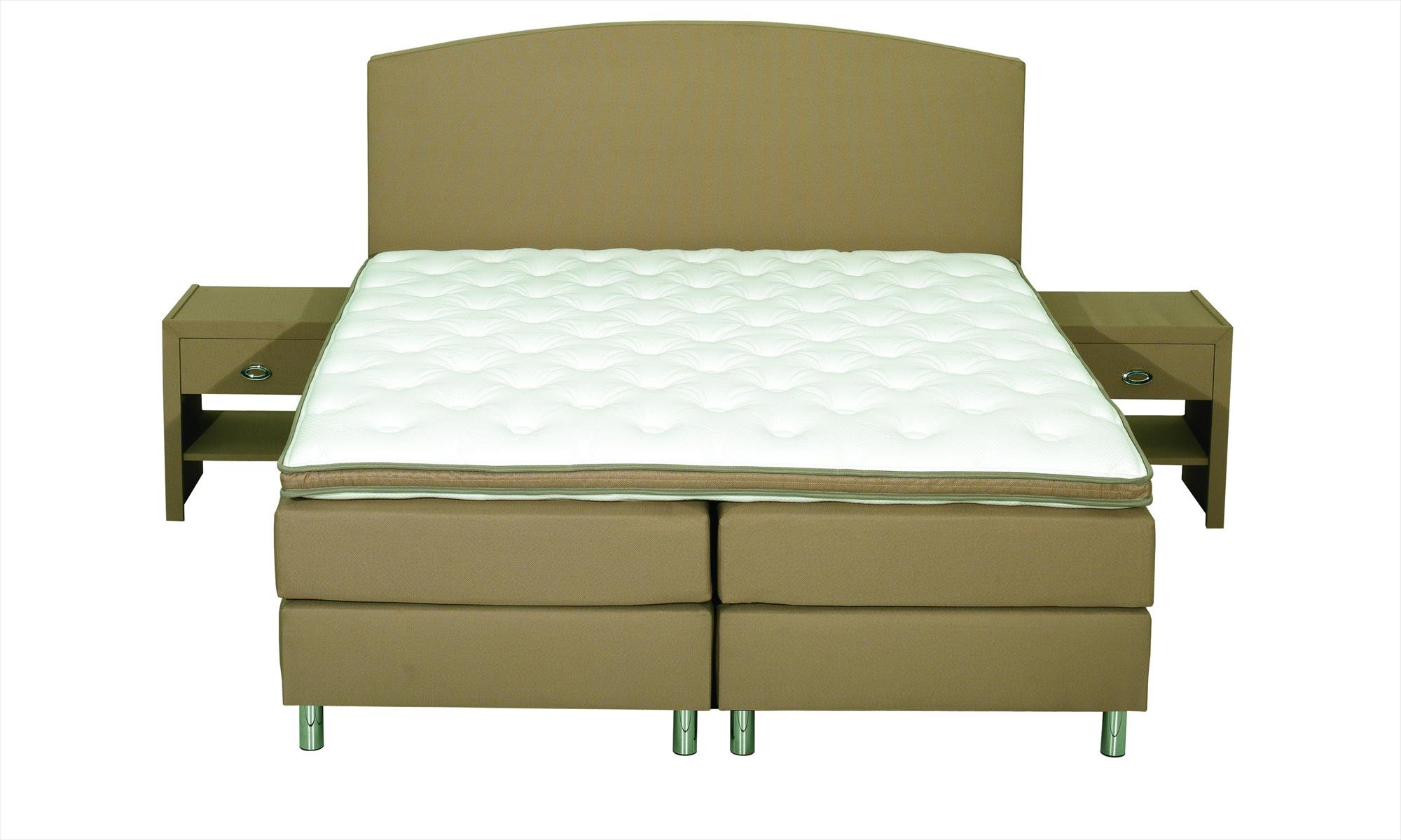 Letto con molle insacchettate "Foresta Nera" con testiera 5 – Baron con materasso a molle insacchettate a 7 zone e topper – Dimensioni 200 x 220 cm – Colore 11 – KL Beige/Cromo
