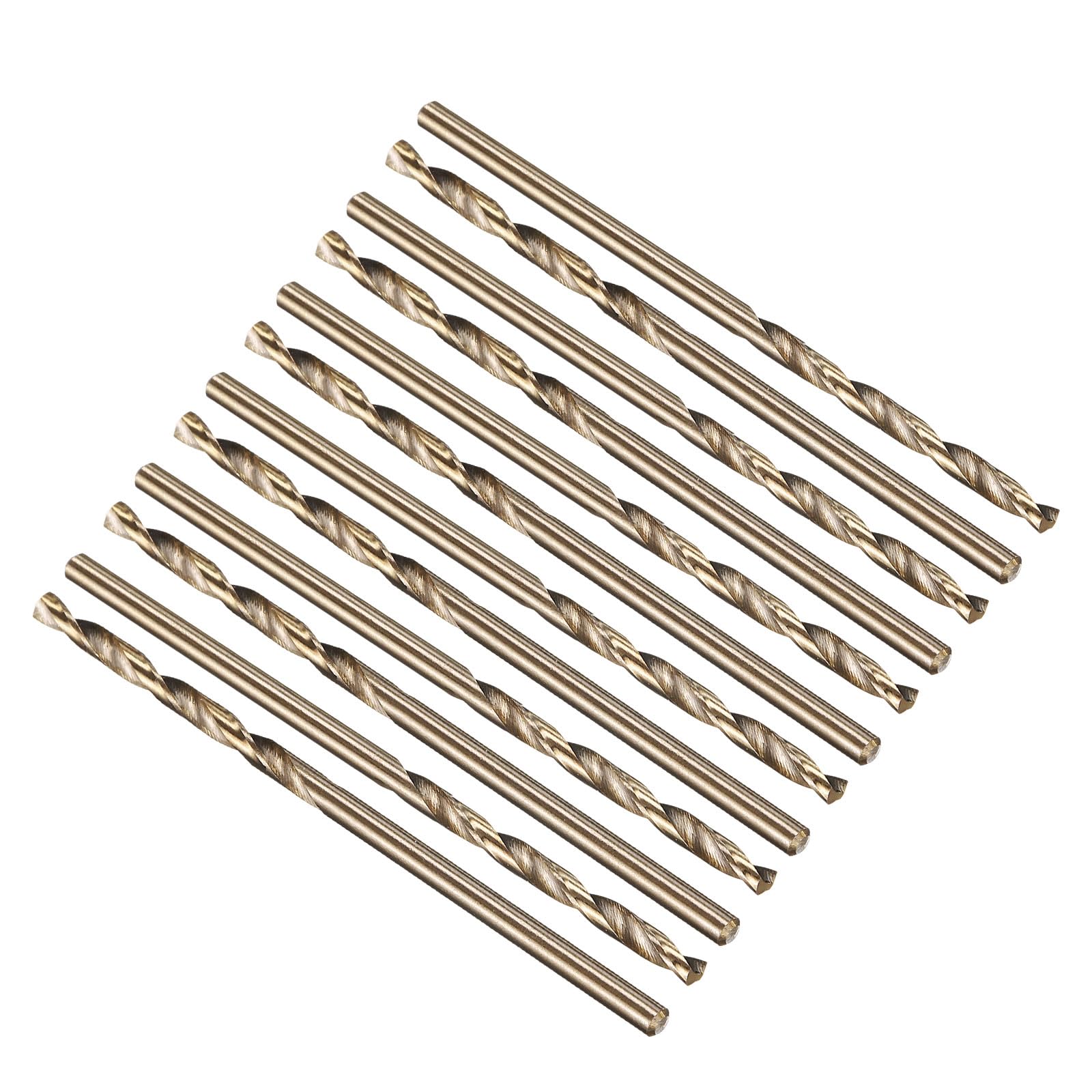 12pcs Drill Bit - [2mm Diameter] M2 High Speed Steel Twist Cutting Tool for Machining Hard Metal Woodworking Handicraft Use, 135° Cutting Angle Black & Gold