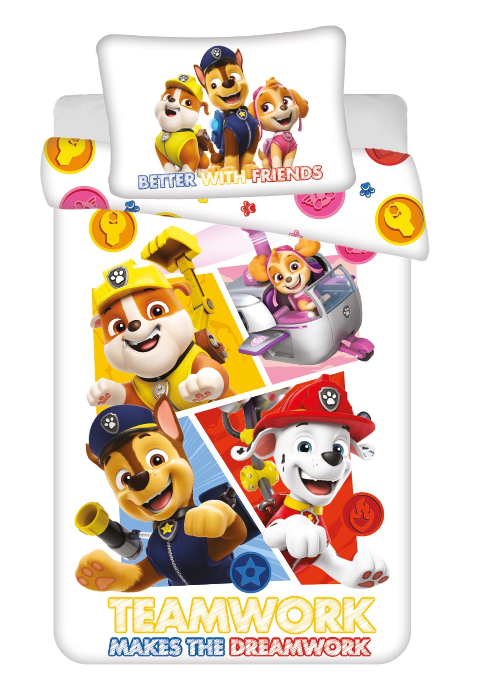 Paw Patrol Bettwäsche Kinderbettwäsche Kleinkinder Set Bettbezug 100x135 und Kissenbezug 40x60 Baumwolle für Mädchen und Jungen Öko tex