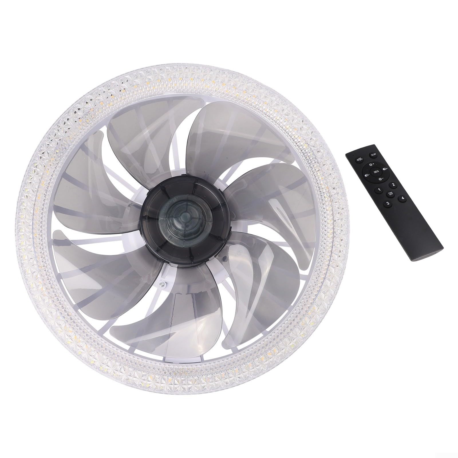 Moderno ventilatore da soffitto con luci telecomando incluso, dimmerabile 3000 K-6500 K, montaggio a filo a basso profilo, per casa e ufficio, ABS + PC, verde (bianco)