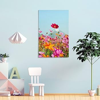 Amazon.co.jp: 絵画 コスモスの花畑インテリア 絵画 色とりどり
