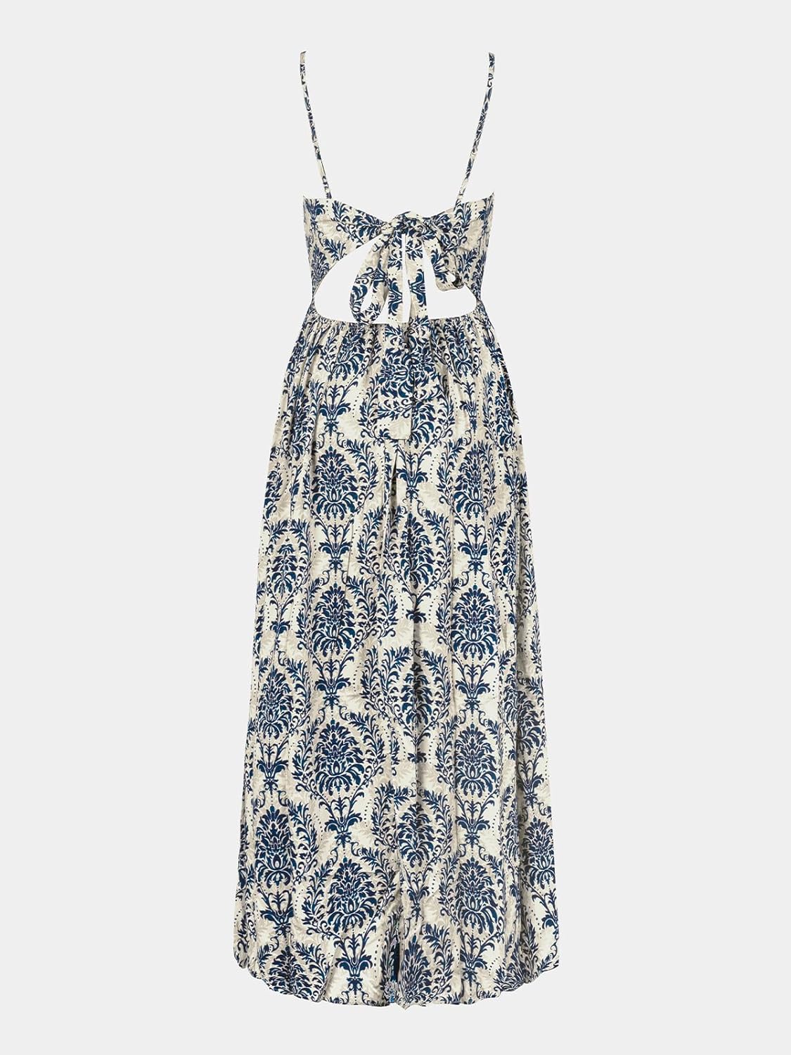 CUPSHE Women's Summer Maxi Dresses Floral Paisley Tie Back Vacation Dress Spaghetti Strap Beach Long Flowy Sundress - Image 4