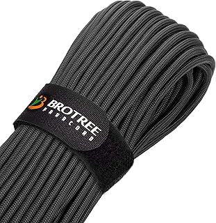 Brotree Paracord 4mm 9 Hebras Cuerda de 100% Nylon (15m, 30m, 50m) Tipo III Cuerda de Paracaídas para Supervivencia, Al Aire Libre, Bricolaje - 280kg Carga de Rotura (Negro, 15m)
