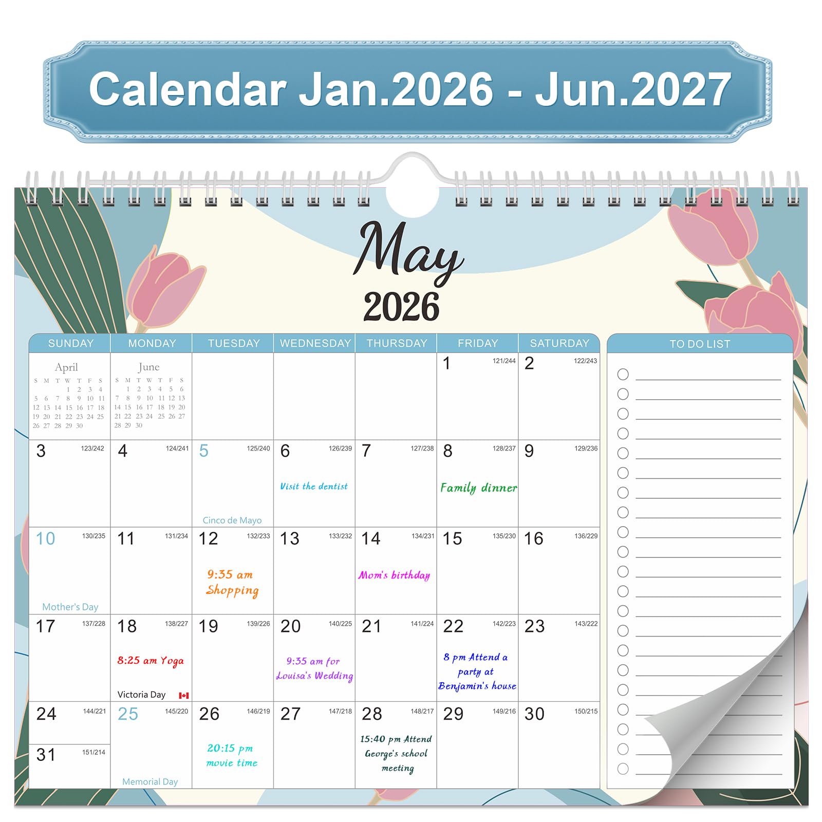 Calendrier Magnétique 2026 Pour Réfrigérateur 24 Mois 33 X 29 Cm De Janvier 2026 à Décembre 2027, Calendrier Mural Magnétique Mensuel Pour Réfrigérateur, Décoration De Saison Et De Vacances Pour La