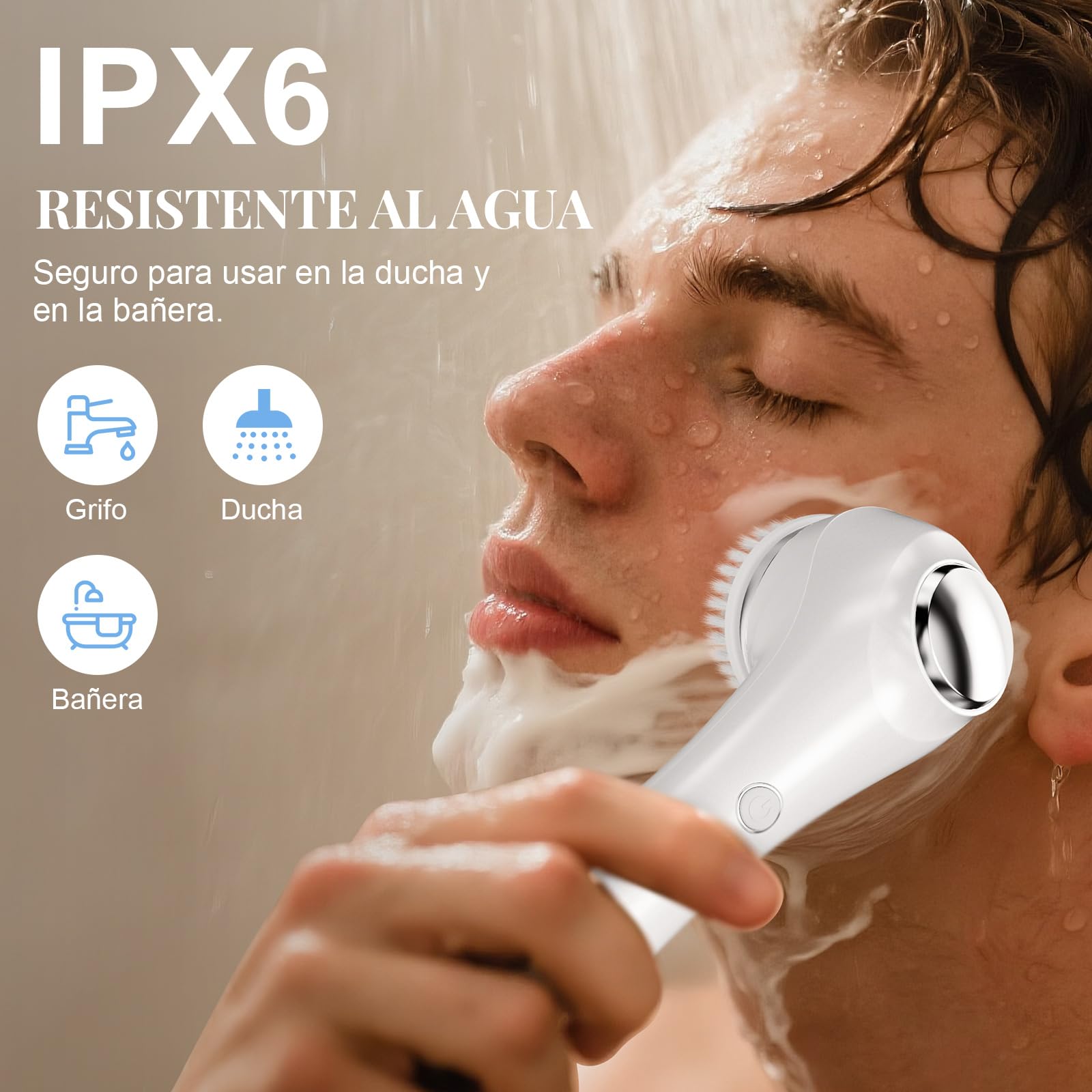 Limpiador Facial Electrico, 3 en 1 Cepillo de Limpieza Facial con 4 cabezales limpiadores Masajeador Facial Con EMS y Calefacción, Para Limpieza Profunda, EliminacióN de Acné y Puntos Negros