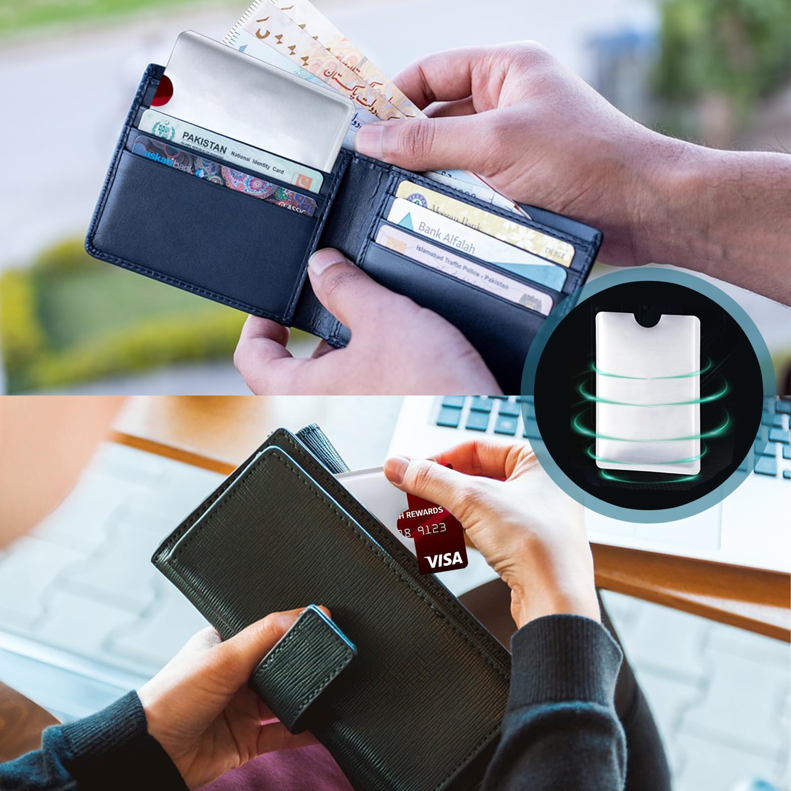 Fundas de bloqueo RFID, fundas RFID para tarjetas de crédito, fundas de bloqueo RFID, protección contra robo de identidad, funda segura para tarjetas de identificación, tarjetas de débito (10 unidades