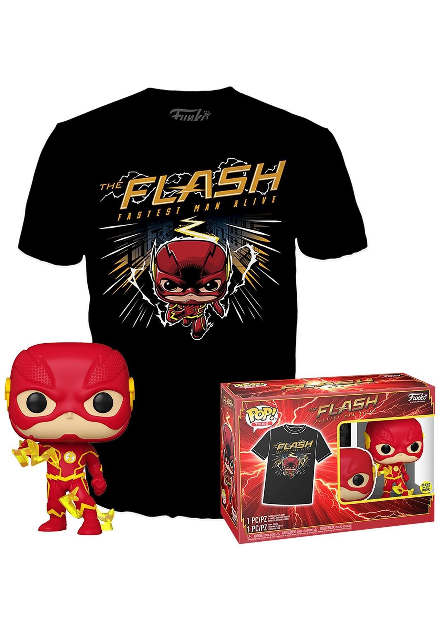 FunkoPOP! & Tee: DC - the Flash - Large - (L) - DC Comics - T-Shirt - Clothes With Collectable Vinyl Figure - Gift Idea - Toys and Short Sleeve Top for Adults Unisex Men and Women - Comic Books Fans