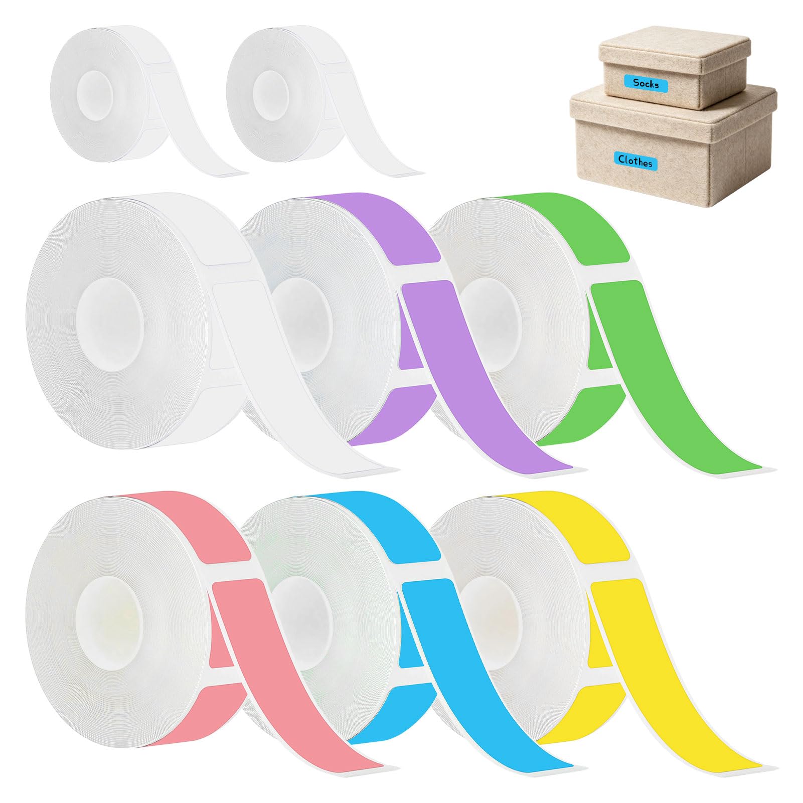 Label Maker Tape, 8 Pcs 12 x 40mm Thermal Label Tapes, Thermal Labels Roll, Suitable for Multiple Models