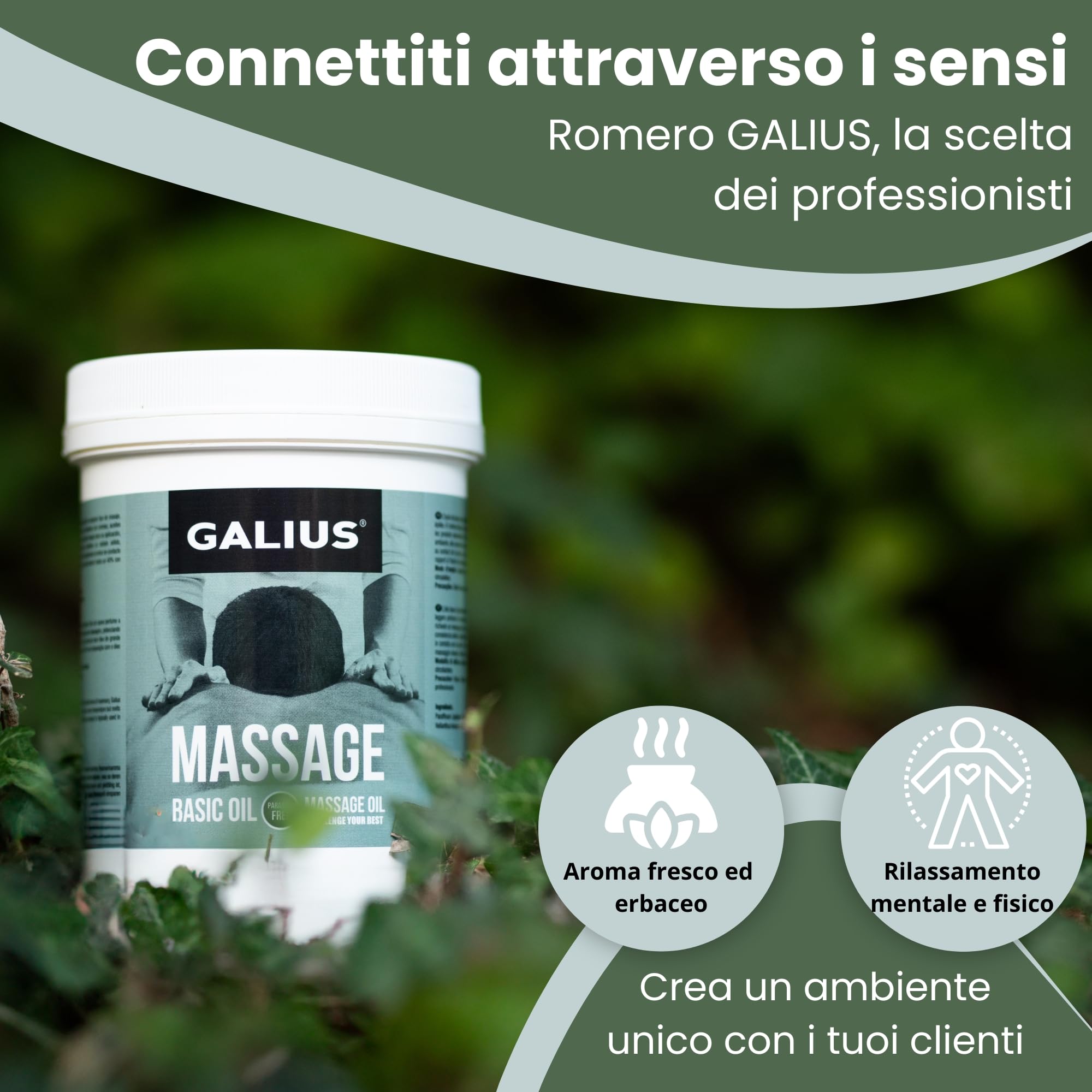 Galius - Olio Sólido di Rosmarino per Massaggi - Oli Essenziali per Professionisti e Sportivi - Olio di Rosmarino - Combatte l'Infiammazione Allevia il Dolore Muscolare Stimola la Circolazione 1000ml