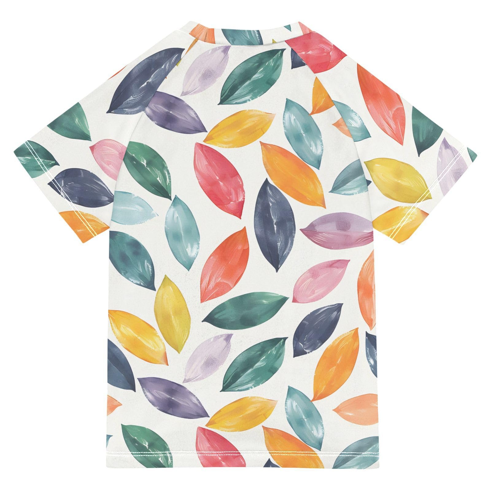 Boys Rash Guard Short Sleeve Swim Shirts for Boys Coloured Leaf Sun Protection 7-8T