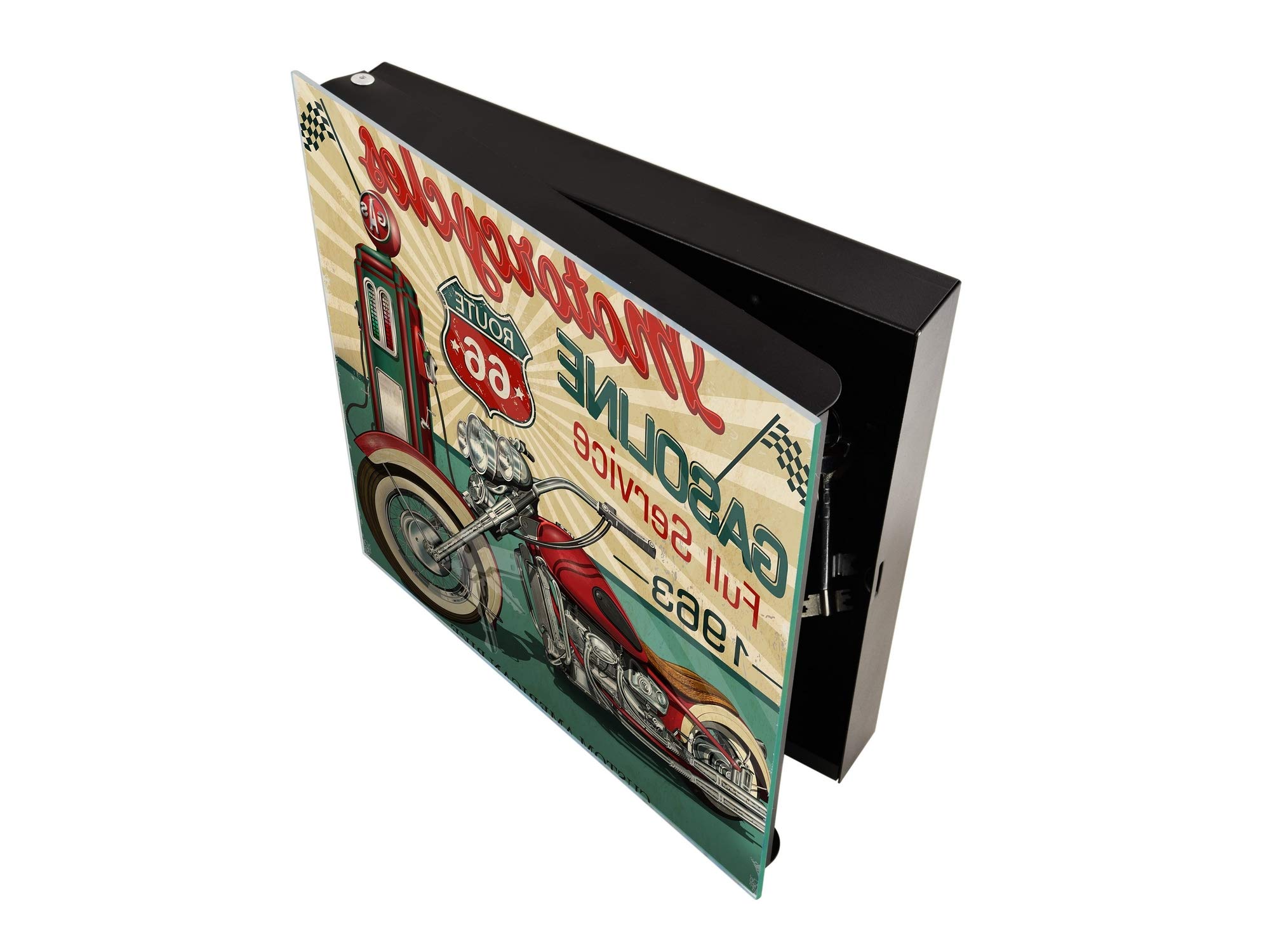 Concept Crystal Caja Llavero con 50 Ganchos para pequeña Empresa K03 Cartel de la Ruta 66.