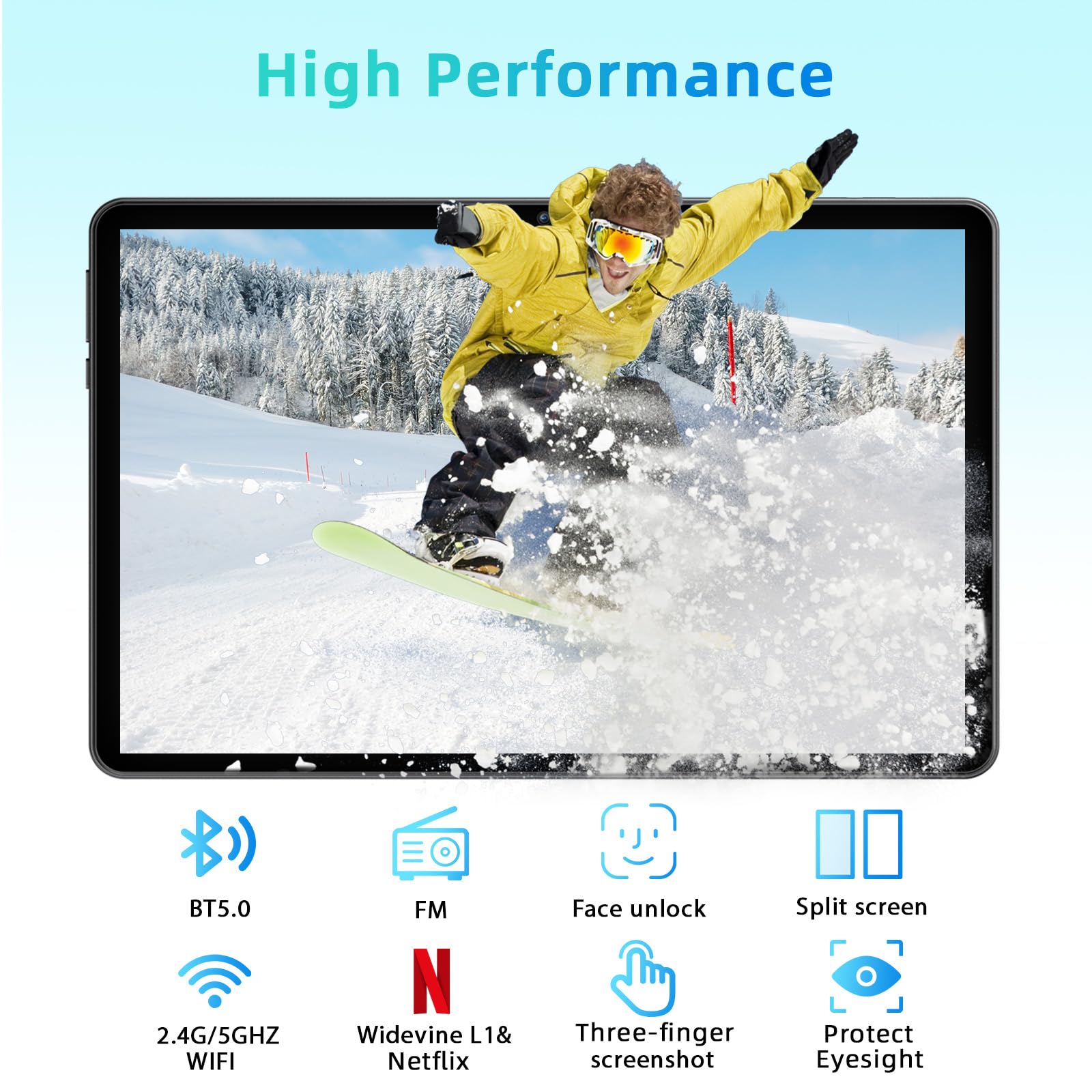 Tablet 10 Pulgadas, Android 15 Tablet con Funda, 18GB RAM +128GB ROM, Octa-Core T30, 1TB TF Expandable, Pantalla IPS HD 1280x800, 6000mAh, 5MP+8MP, WiFi 6, Gemini AI, GPS, GMS, Face ID, BT 5.0