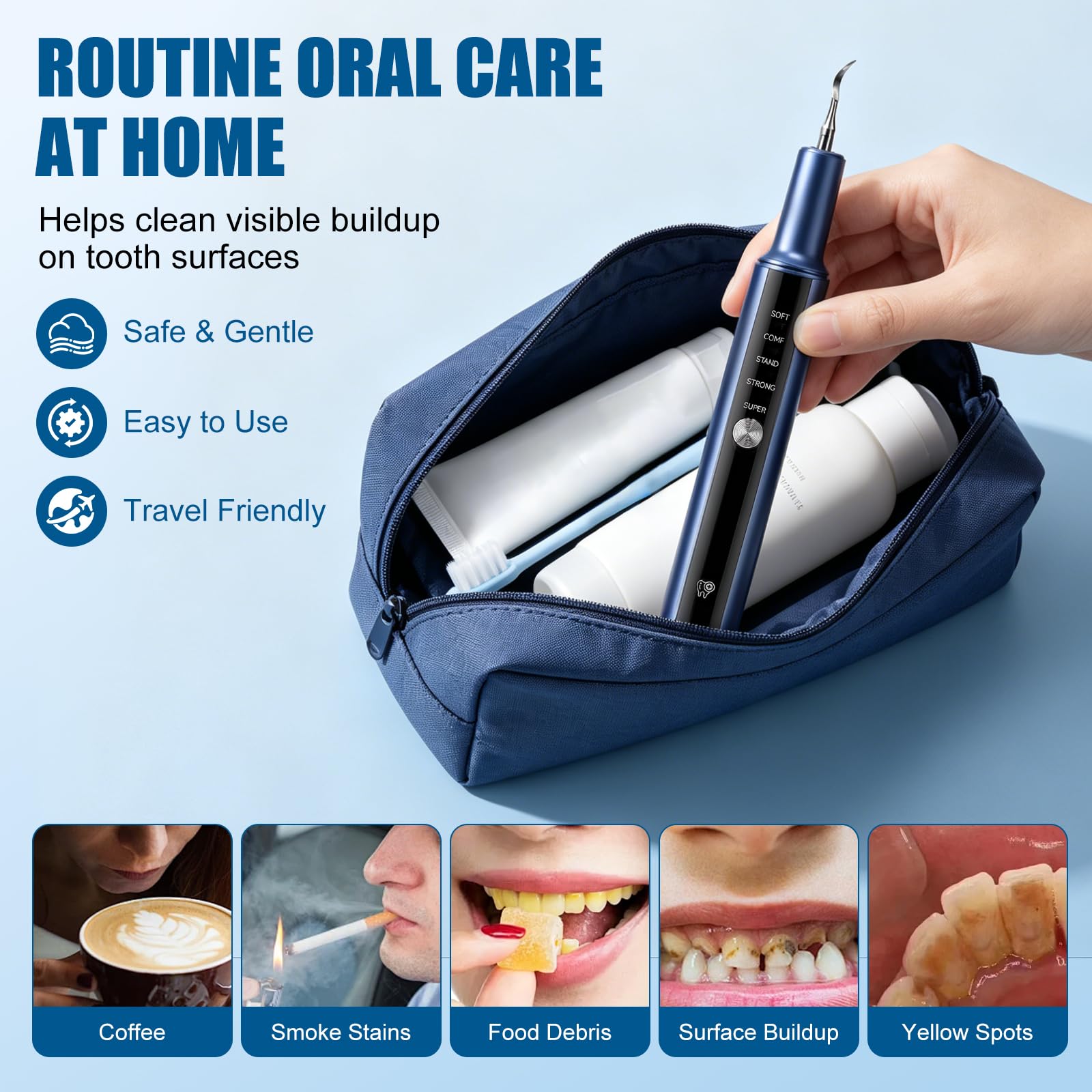 Irrigador dental de agua para dientes, irrigador oral inalámbrico con múltiples modos de limpieza, irrigador dental portátil recargable para aparatos ortopédicos, encías sensibles y cuidado