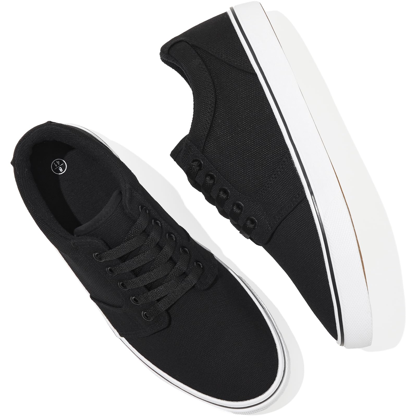 Men's White Casual Tennis Shoes Black Canvas Sneakers