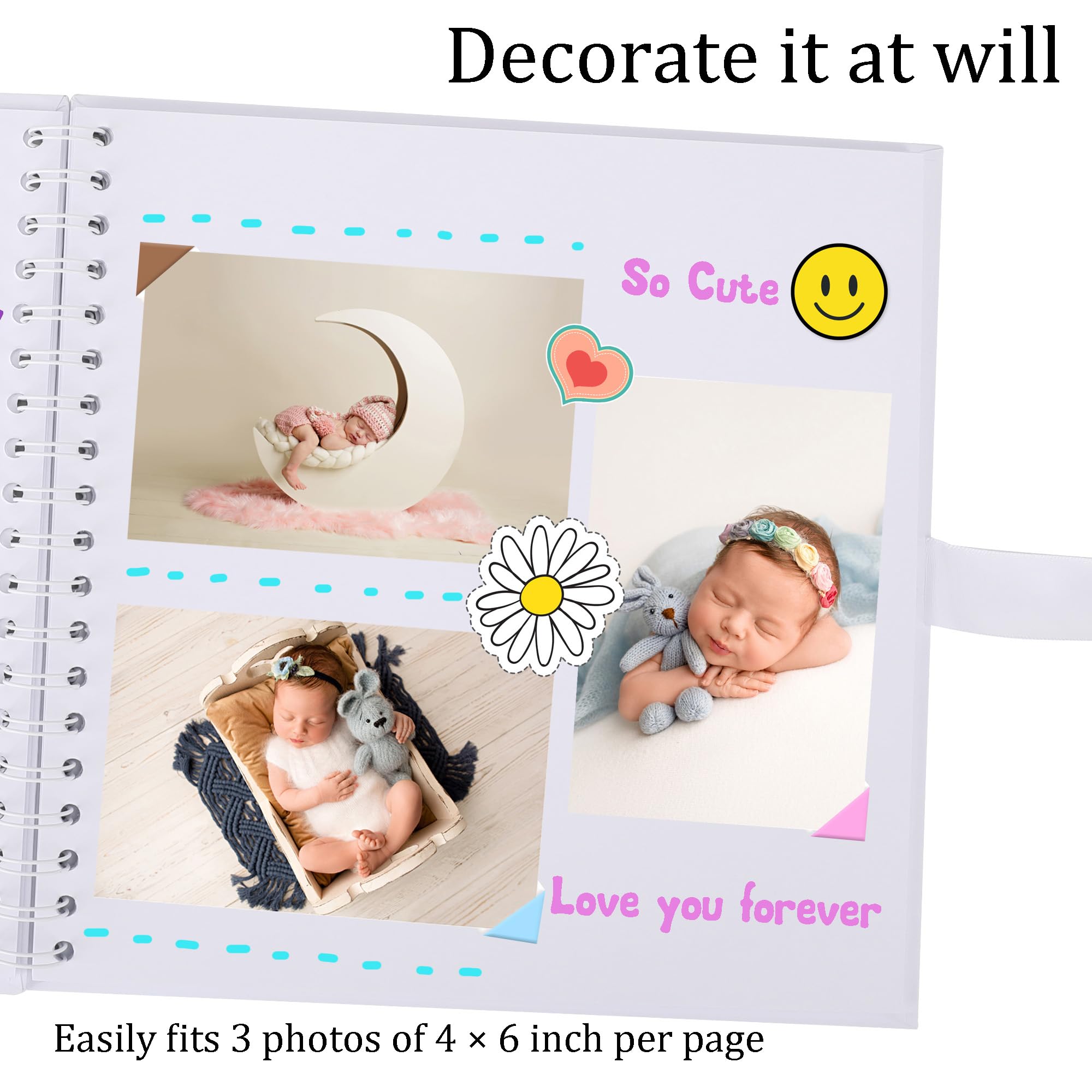 Álbum de recortes con 100 páginas de papel kraft grueso, 30,5 x 30,5 cm, color blanco, libro de recuerdos grande con esquinas de fotos para bebés, amantes de la familia, mascotas