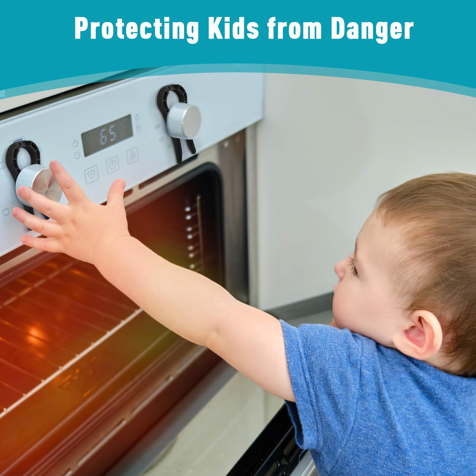 Gustave 6Pcs Gas Stove Knob Covers, Child Safety Protectors, Universal Fit, Plastic, Clear