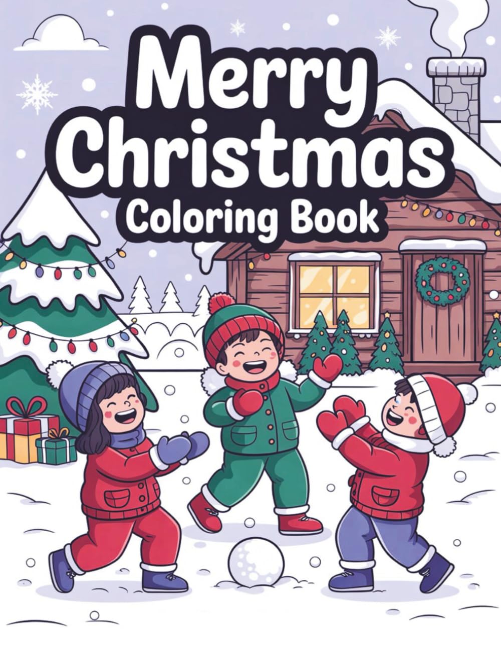 Merry Christmas Coloring Book for Kids & Adults: 50 Easy Holiday Designs | Festive Santa, Snowmen, Reindeer & Winter Scenes | Relaxing Christmas ... Gift, Stress Relief & Family Activity Book