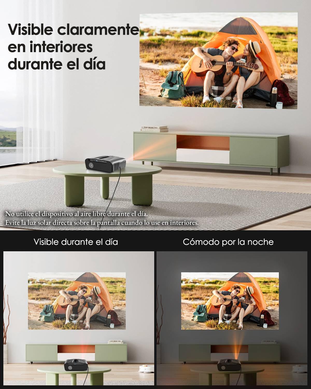 Proyector 4K UHD de 2300 ANSI para Uso diurno, Cine en casa, HDR10, WiFi 6, Bluetooth, NFC, Proyectores Inteligentes con Android, Enfoque automático/corrección Trapezoidal, HDMI ARC, USB, WLAN