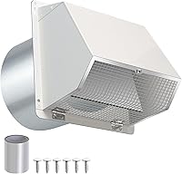 Vista 11 de Cubierta de ventilación de secadora de 3 pulgadas en el exterior, cubierta de ventilación de escape de pared exterior de 3 pulgadas, cubierta