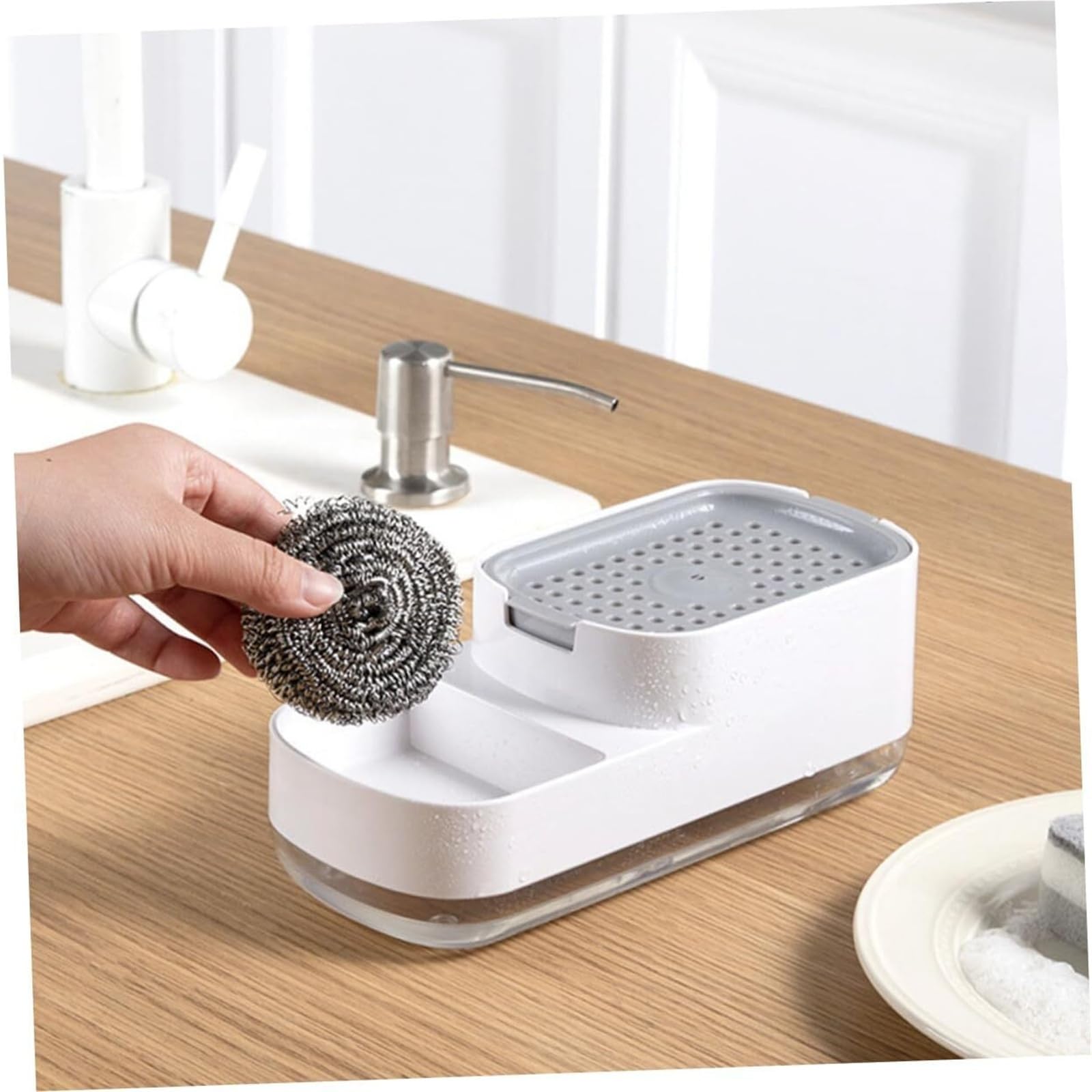 Portasapone da bagno Contenitore for sapone a pressione for un facile lavaggio dei piatti for uso domestico, ufficio, ristorante e hotel Arredamento estetico per il bagno(3)