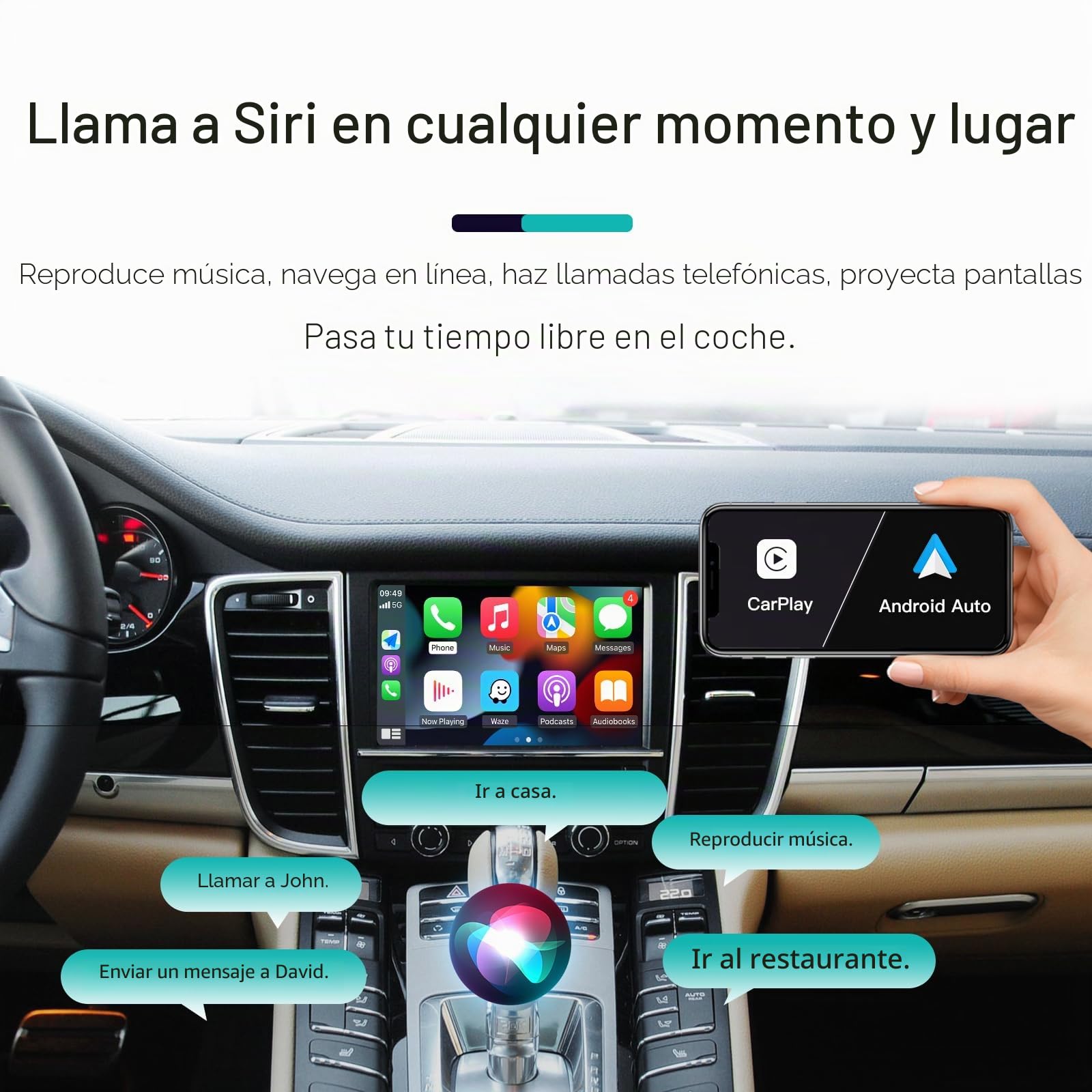 Módulo Wireless CarPlay y Android Auto compatible con sistema Porsche PCM 3.1 para Panamera, Cayenne, Macan, Cayman, Boxster, 911 y 718. Soporta Mirrorlink y funciones originales OEM