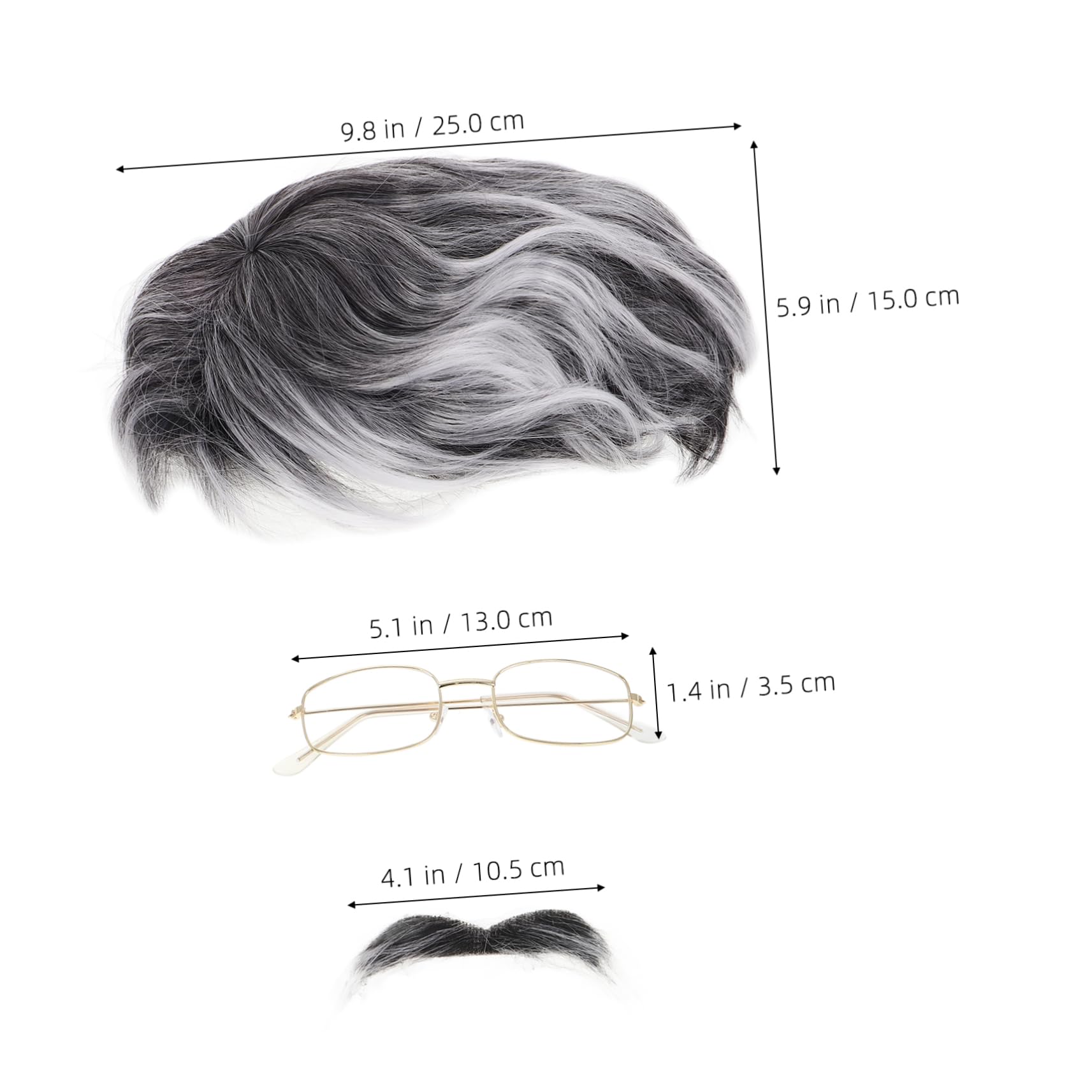BESPORTBLE Halloween Dress up for Men Grandpa Costume Set Glasses Wig Beard Prop for Adults Stage Performances