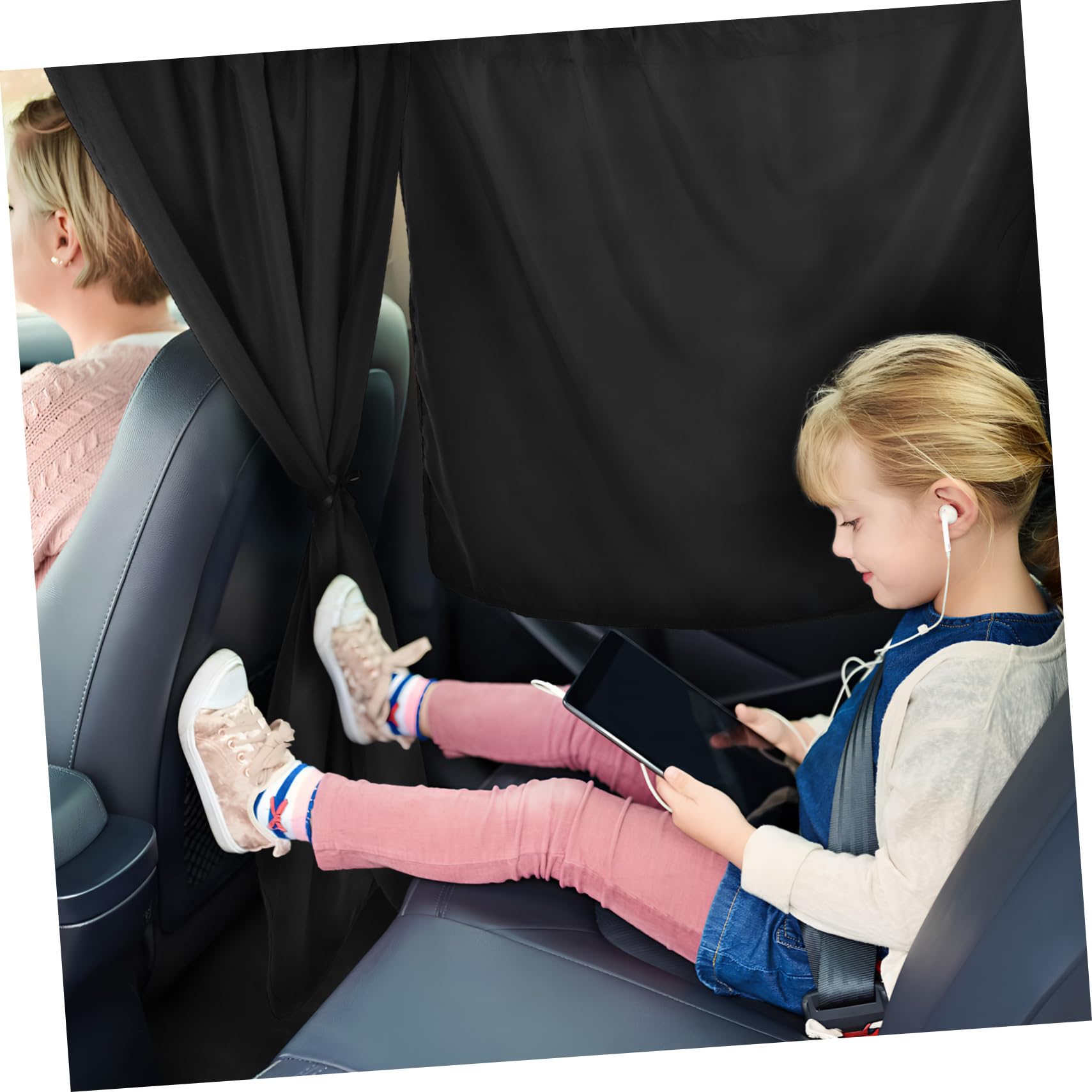 Mikinona Cortinas Coche Privacidad Doble Protección UV Parasol Ventana Interior Divisor Trasero Fácil Instalación Resistente Polyester